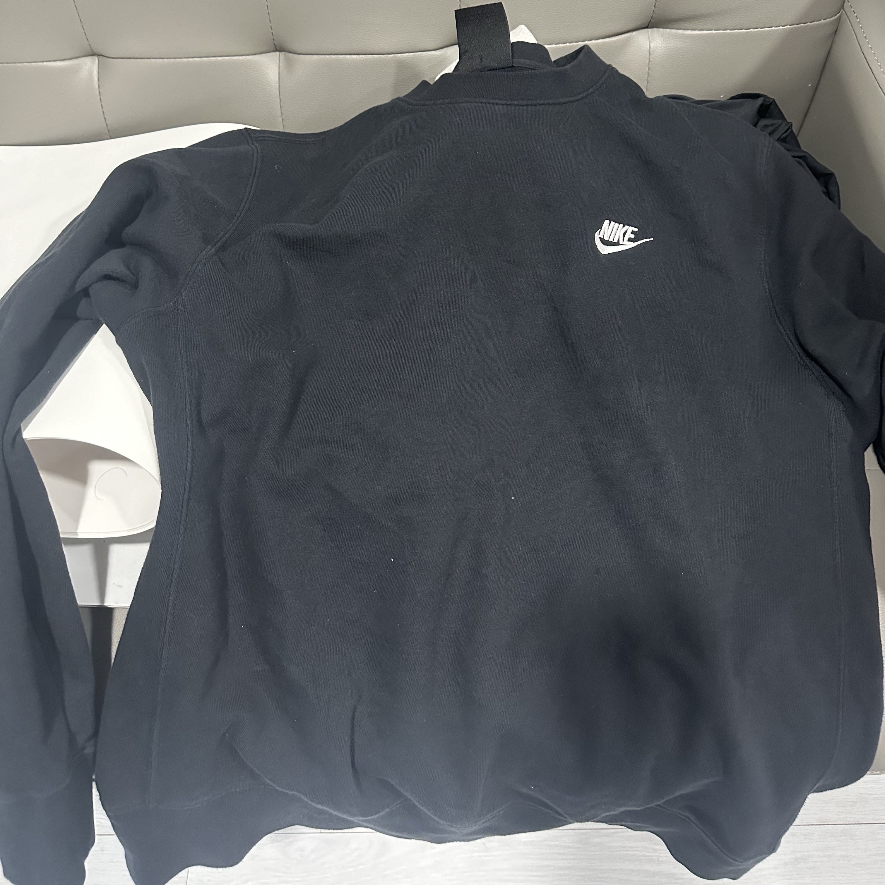 Nike NSW Club Fleece Crew Sweatshirt Black - Asia 착용 스타일