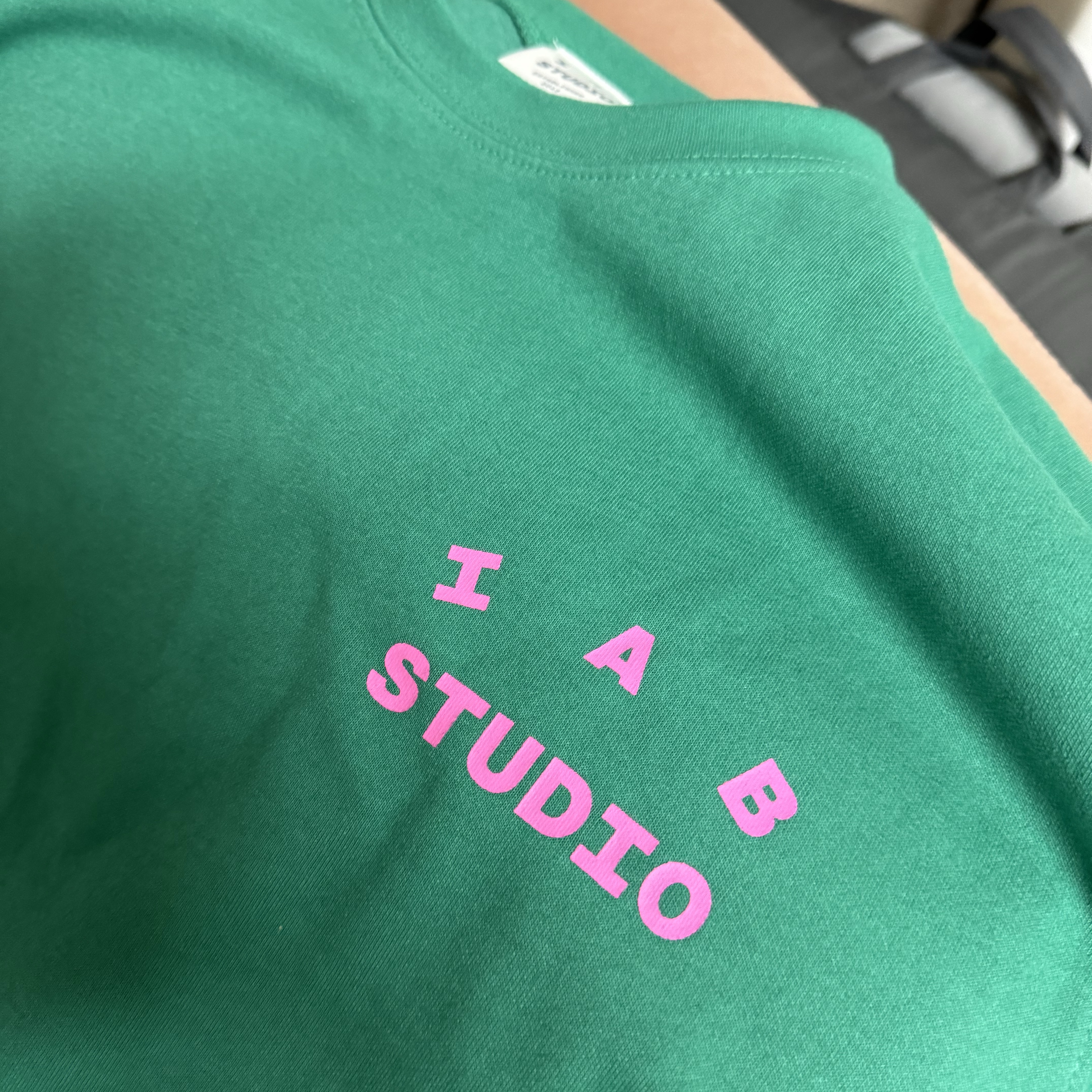 IAB Studio T-Shirt Green Pink 착용 스타일