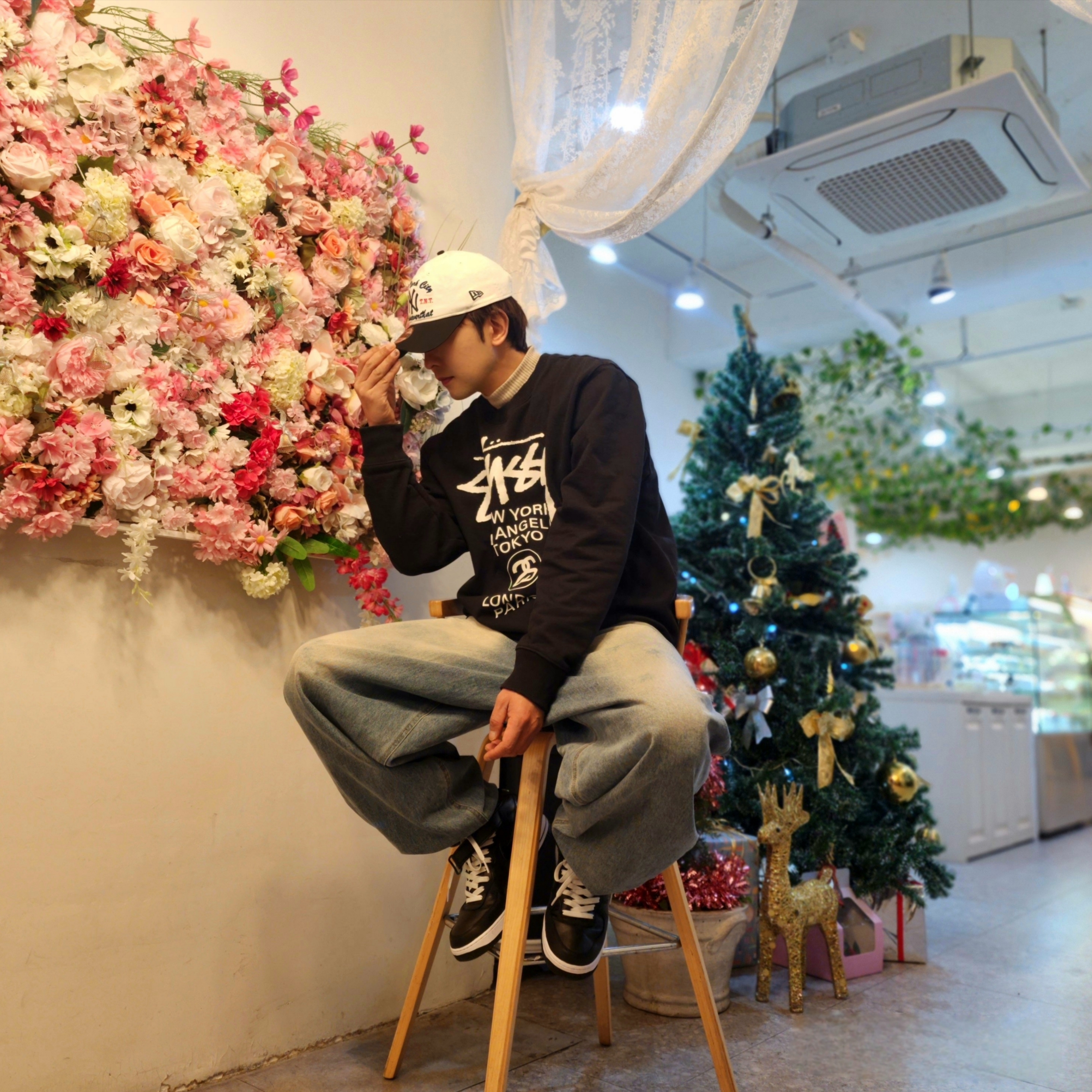 Stussy World Tour Crew Black 2023, Stussy World Tour Crew Pigment Dyed Black ์ฐฉ์ฉ ์คํ์ผ - 5