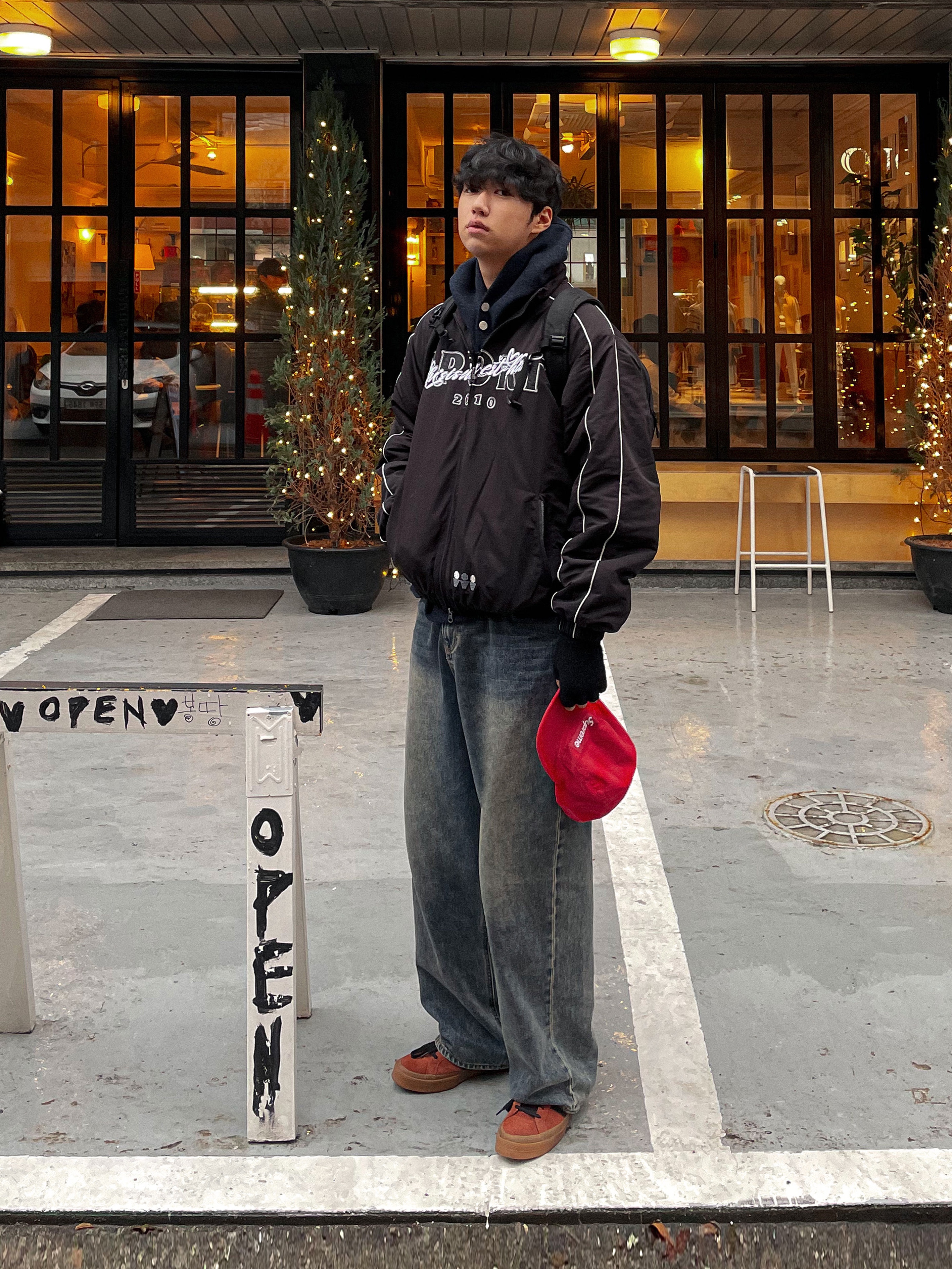 Supreme Corduroy Camp Cap Red - 23FW 착용 스타일
