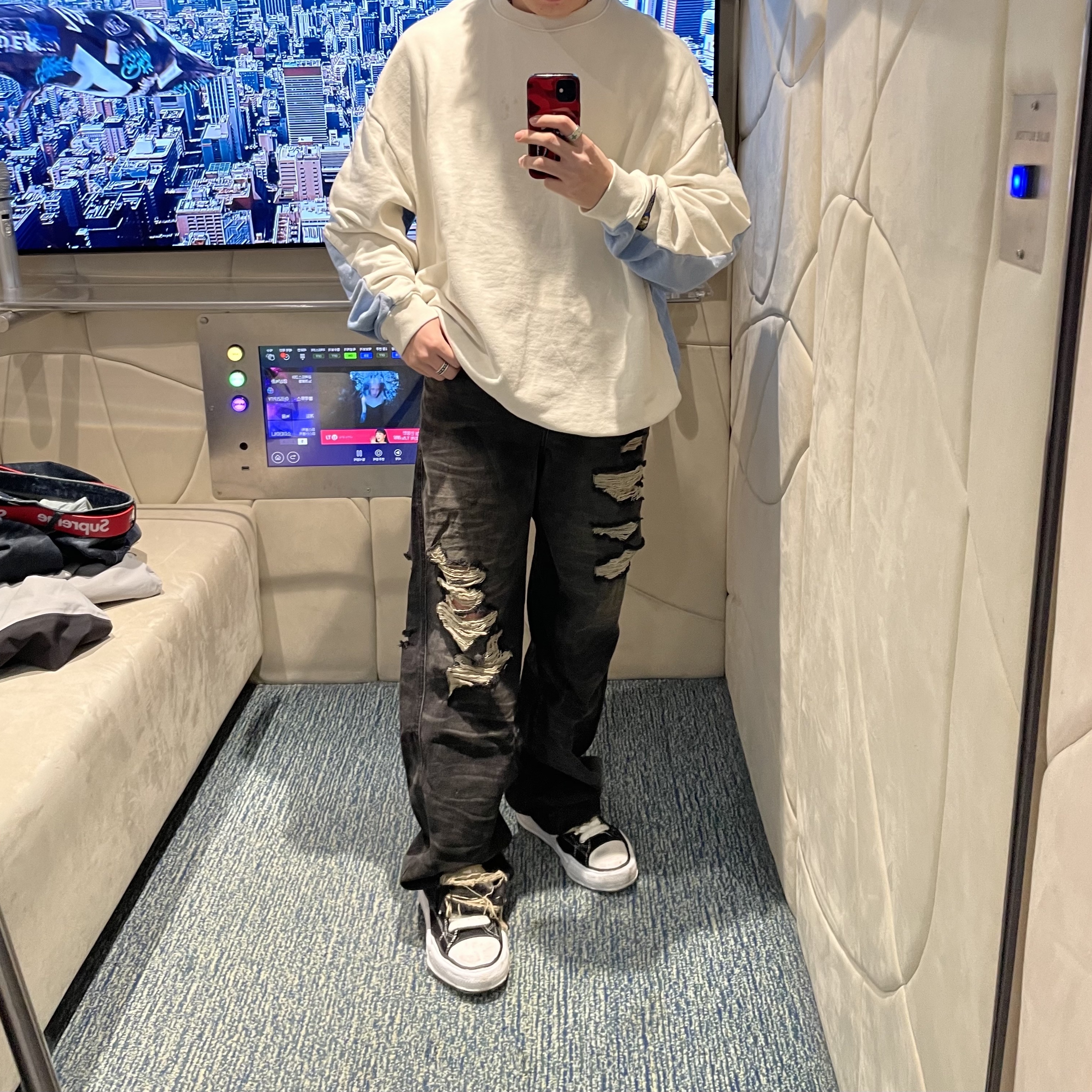 Supreme x The North Face Taped Seam Shell Jacket Grey - 22FW, Maison Mihara Yasuhiro Peterson OG Sole Canvas Low Sneakers Black 착용 스타일 - 2