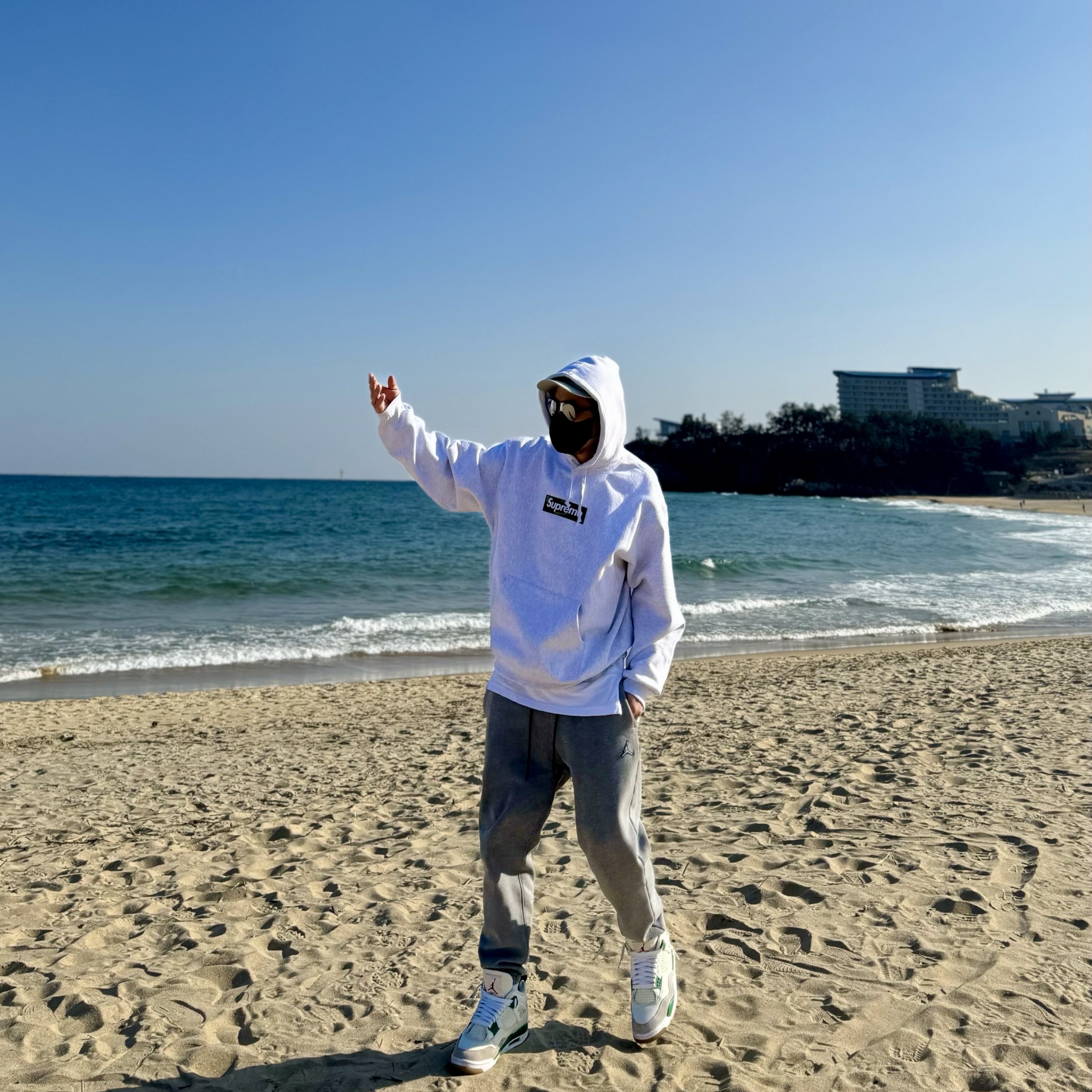 Supreme Box Logo Hooded Sweatshirt Ash Grey - 23FW, Jordan 4 x Nike SB Retro SP Pine Green 착용 스타일