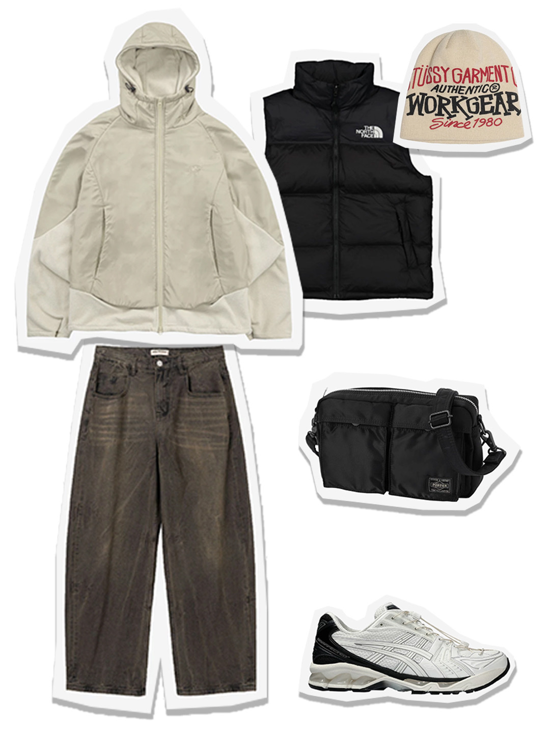 The North Face 1996 Retro Nuptse Vest Black, Sansan Gear Fleece Jacket Beige - 22FW 착용 스타일 - 1
