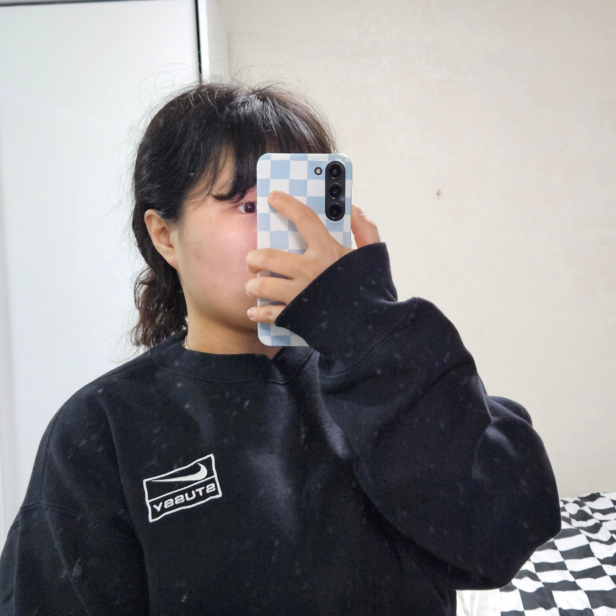 Nike x Stussy NRG Washed Fleece Crewneck Black (DO5310-010) 착용 스타일 - 2