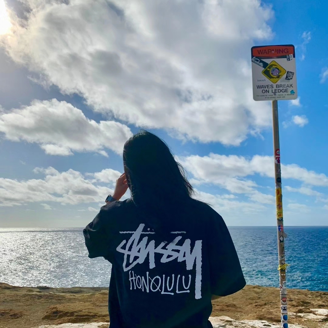 Stussy Stock Honolulu T-Shirt Black 착용 스타일 - 2