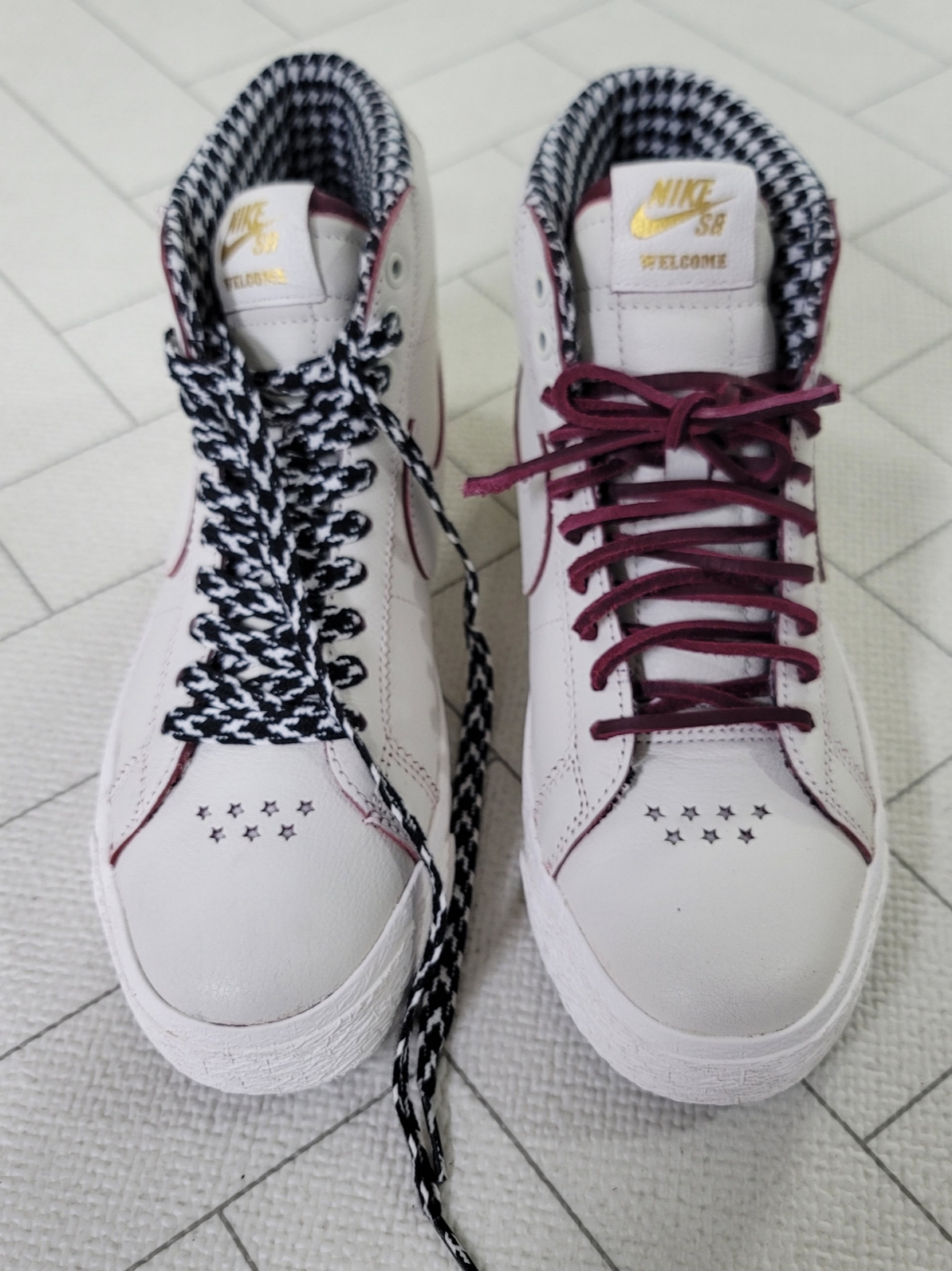 Nike x Welcome Skateboarding SB Zoom Blazer Mid Sail 착용 스타일 - 1