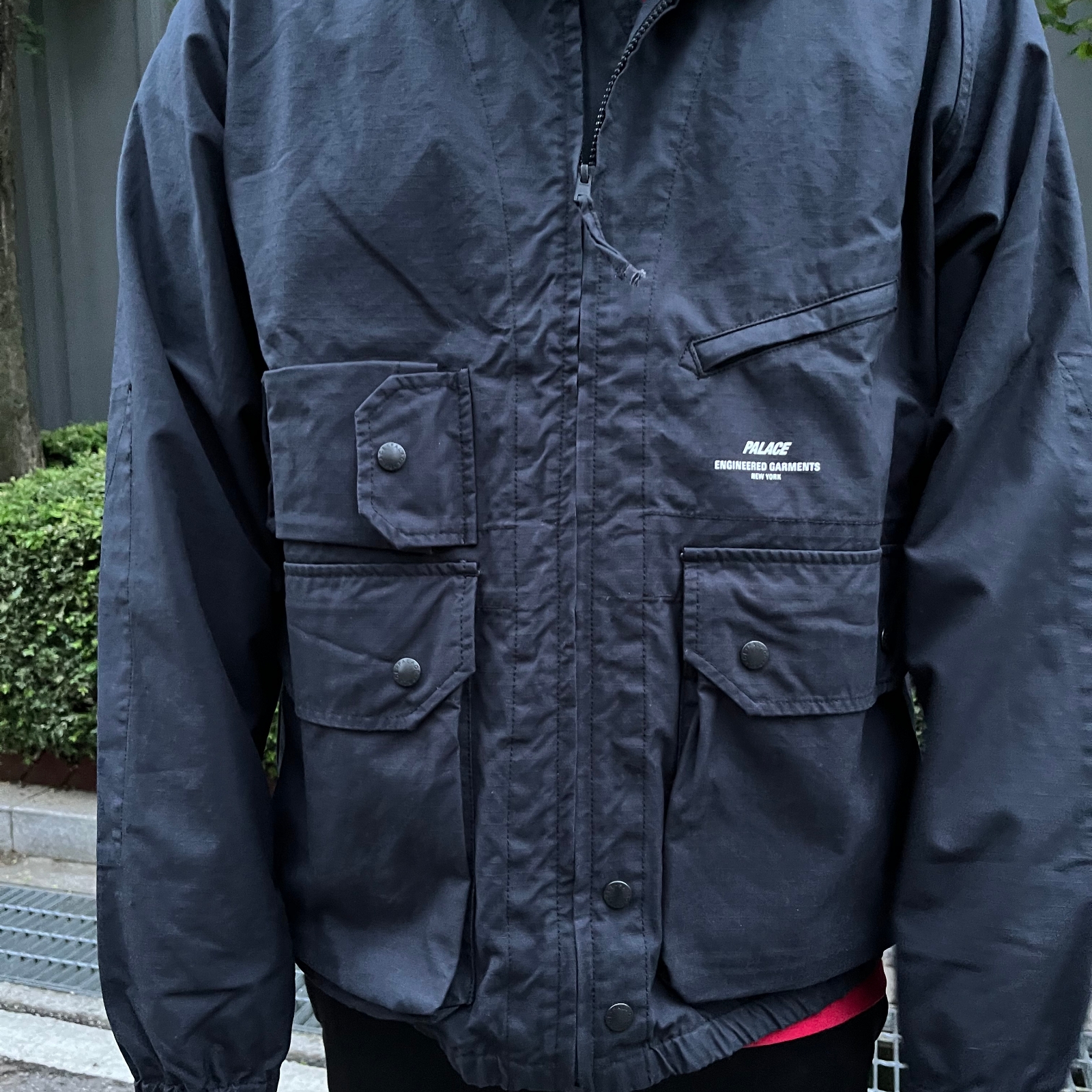 Palace x Engineered Garments Ripstop Washed Track Jacket Anthracite - 22FW 착용 스타일