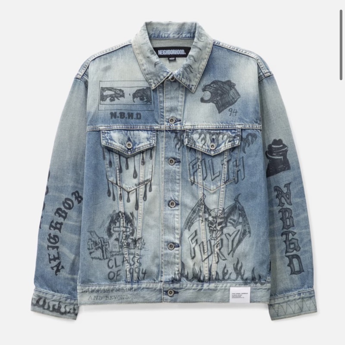 Neighborhood Fade Denim Type-3 Jacket Indigo, Neighborhood Fade Denim Type-3 Jacket Black 착용 스타일 - 3