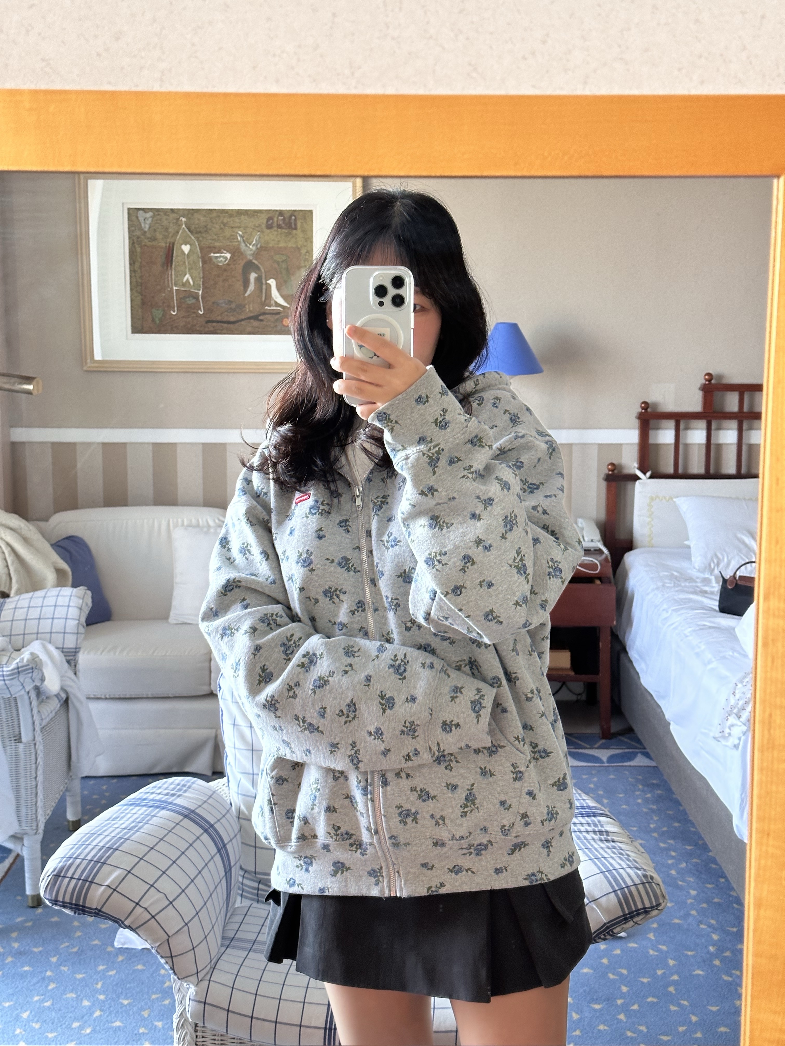 Supreme Small Box Zip Up Hooded Sweatshirt Flowers - 23FW 착용 스타일