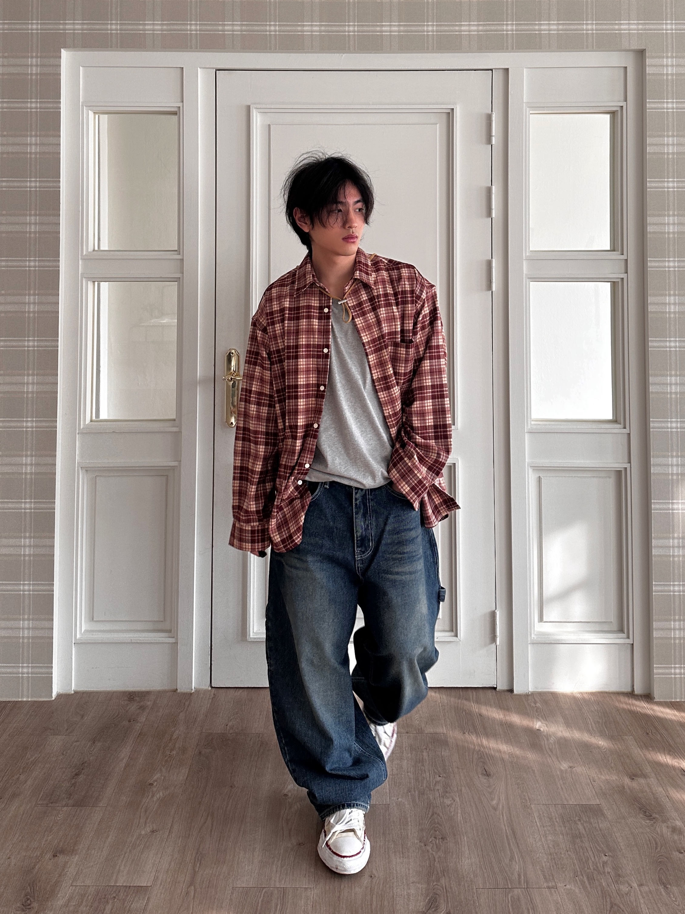 Maison Mihara Yasuhiro Peterson OG Sole Canvas Low-top Sneakers Natural 착용 스타일 - 1