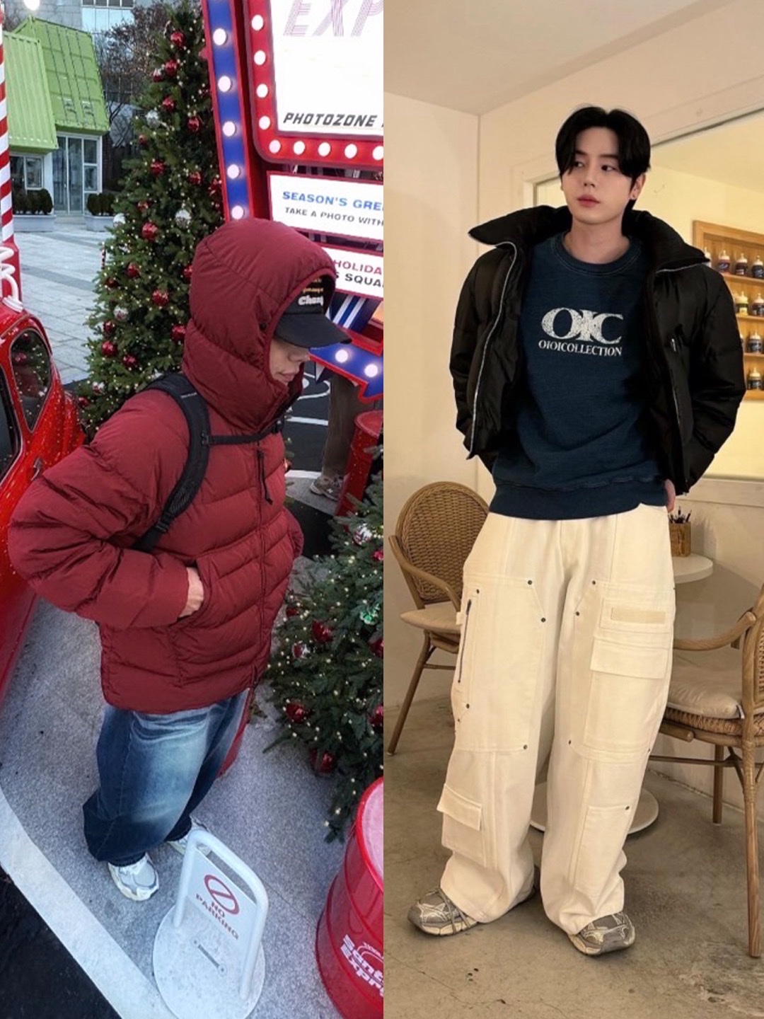 Haleine Highneck Bomber Padding Khaki Beige, Project G/R Oversized Chore Work Jacket Black 착용 스타일 - 3