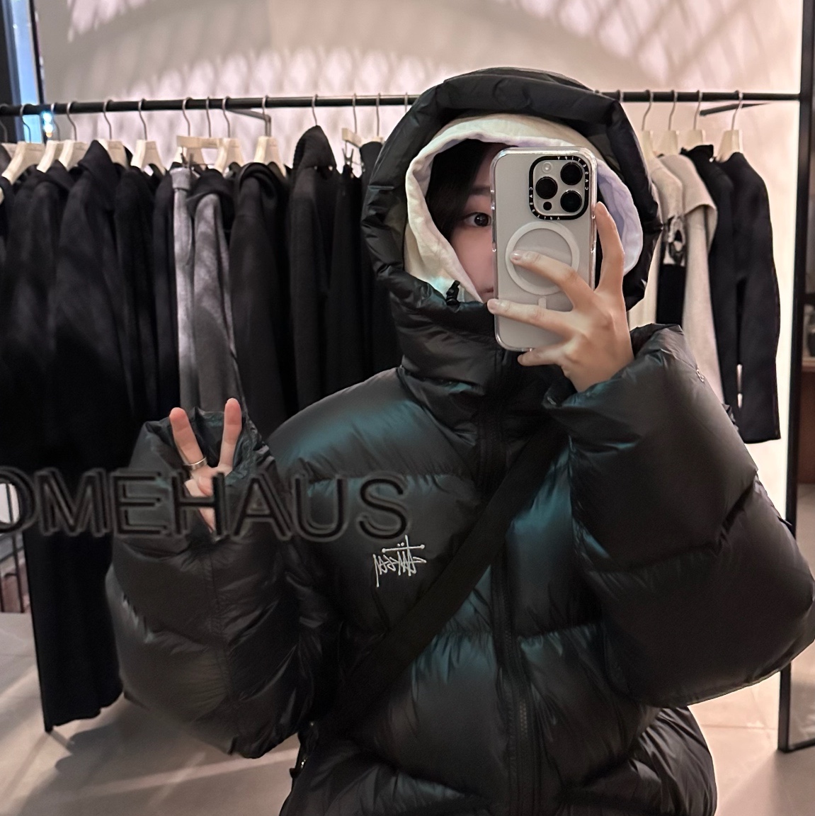 Stussy Down Parka Micro Ripstop Phantom Black 착용 스타일