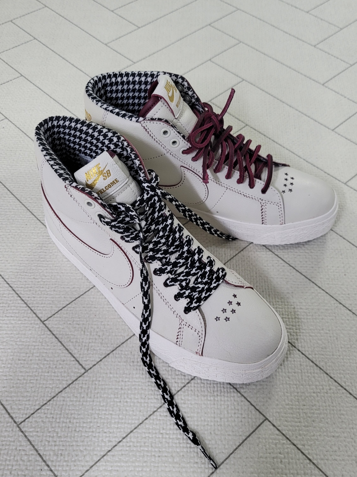 Nike x Welcome Skateboarding SB Zoom Blazer Mid Sail 착용 스타일 - 2