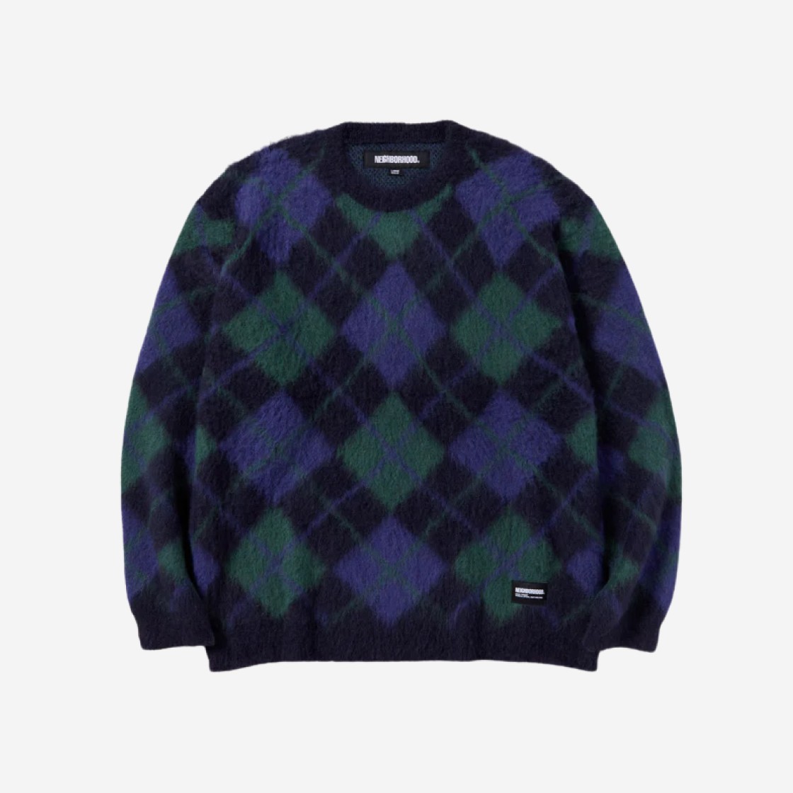 Neighborhood Argyle Pattern Mohair Sweater Navy 상세 이미지 1