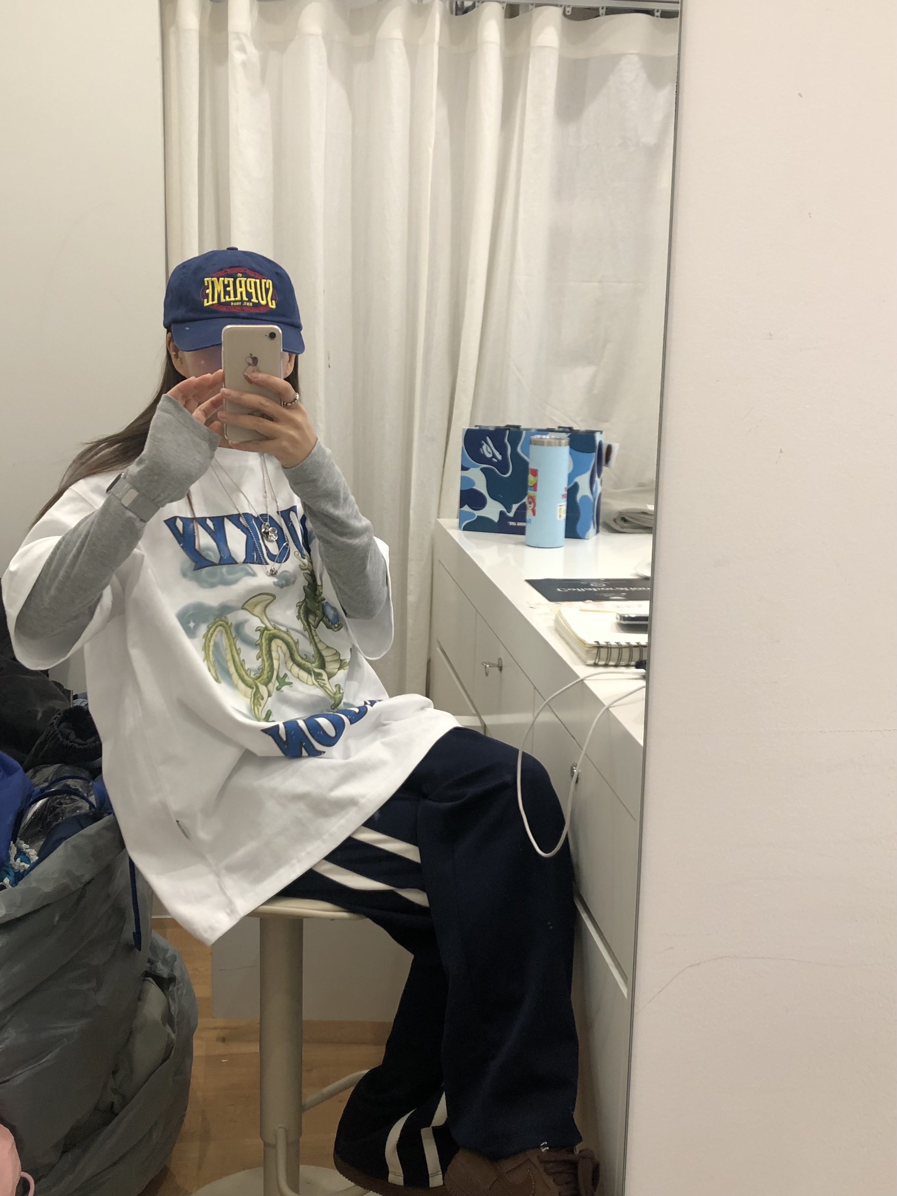 Human Made Animal Necklace Dog Brown, Open Yy Lucky Blue Dragon Long Sleeve T-Shirt White 착용 스타일