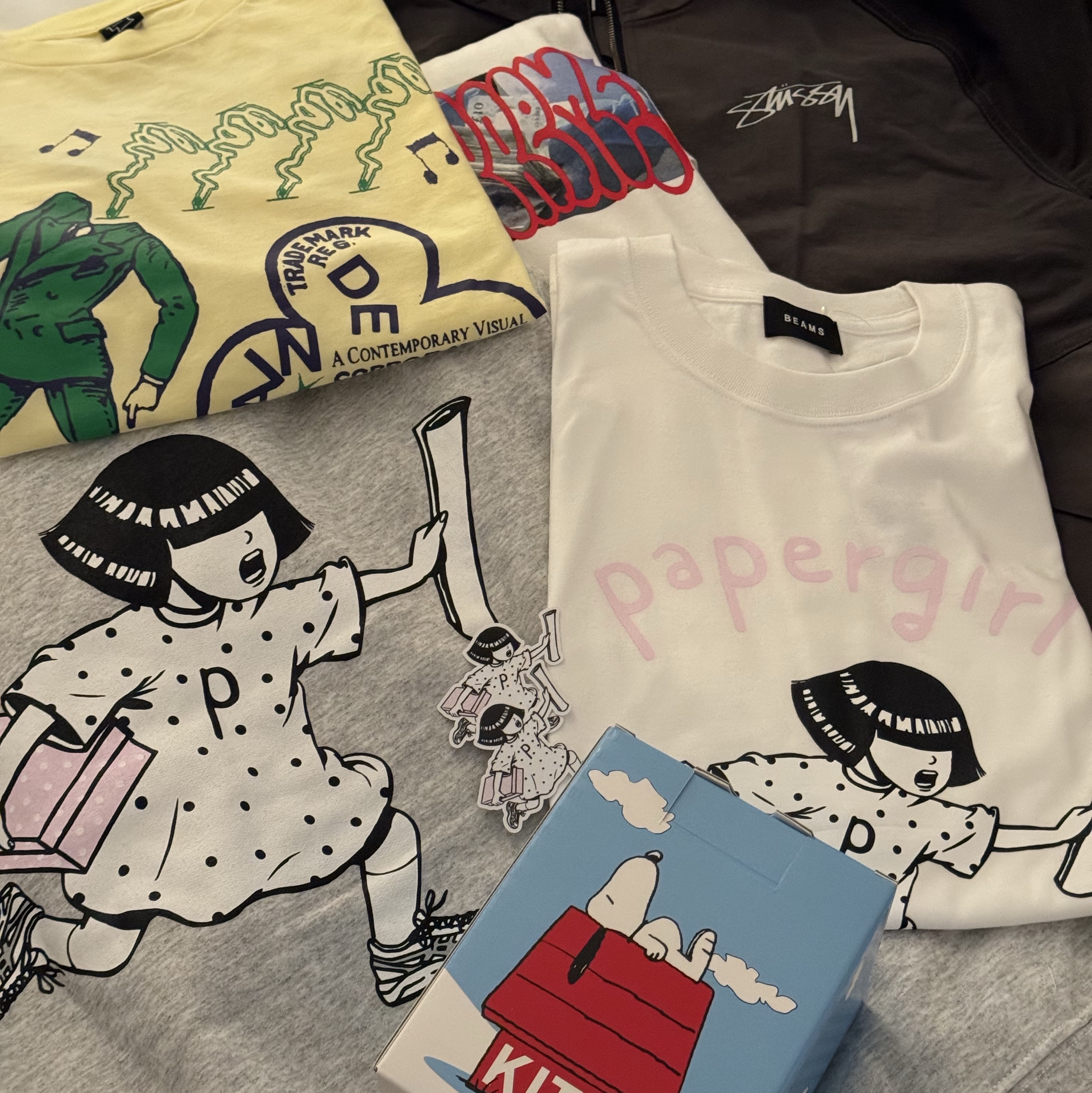 Stussy Wave Dye Beach Shell Jacket Black, Supreme Payment T-Shirt White - 23FW 착용 스타일