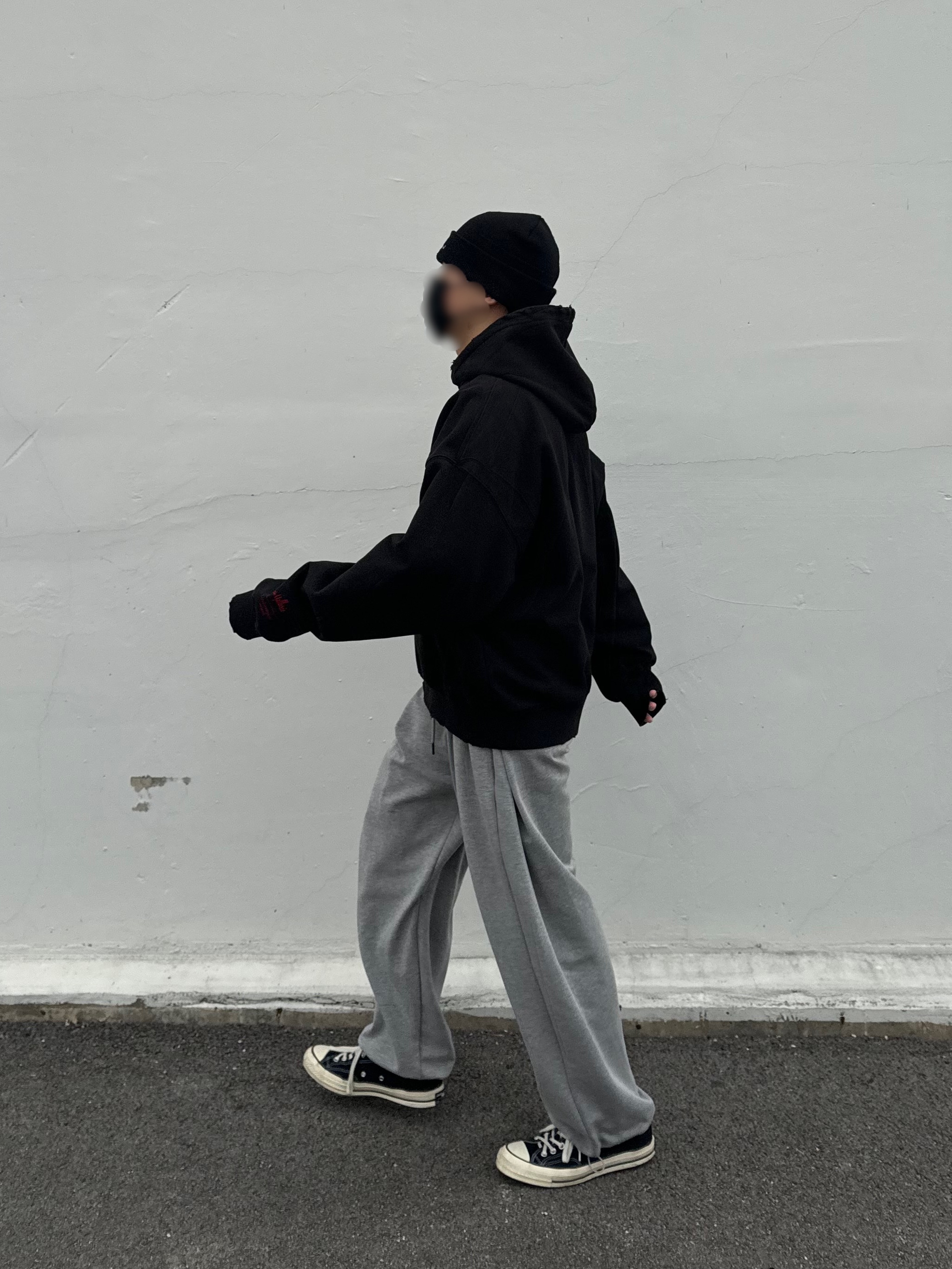 Undermycar Methuselah Syndrome Damage Washed Hood Sudan Red - 23SS, Converse Chuck 70 Ox Black - Standard 착용 스타일 - 2