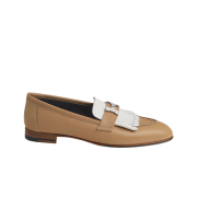 (W) Hermes Royal Loafer Goatskin Calfskin & Palladium Beige Argile Blanc