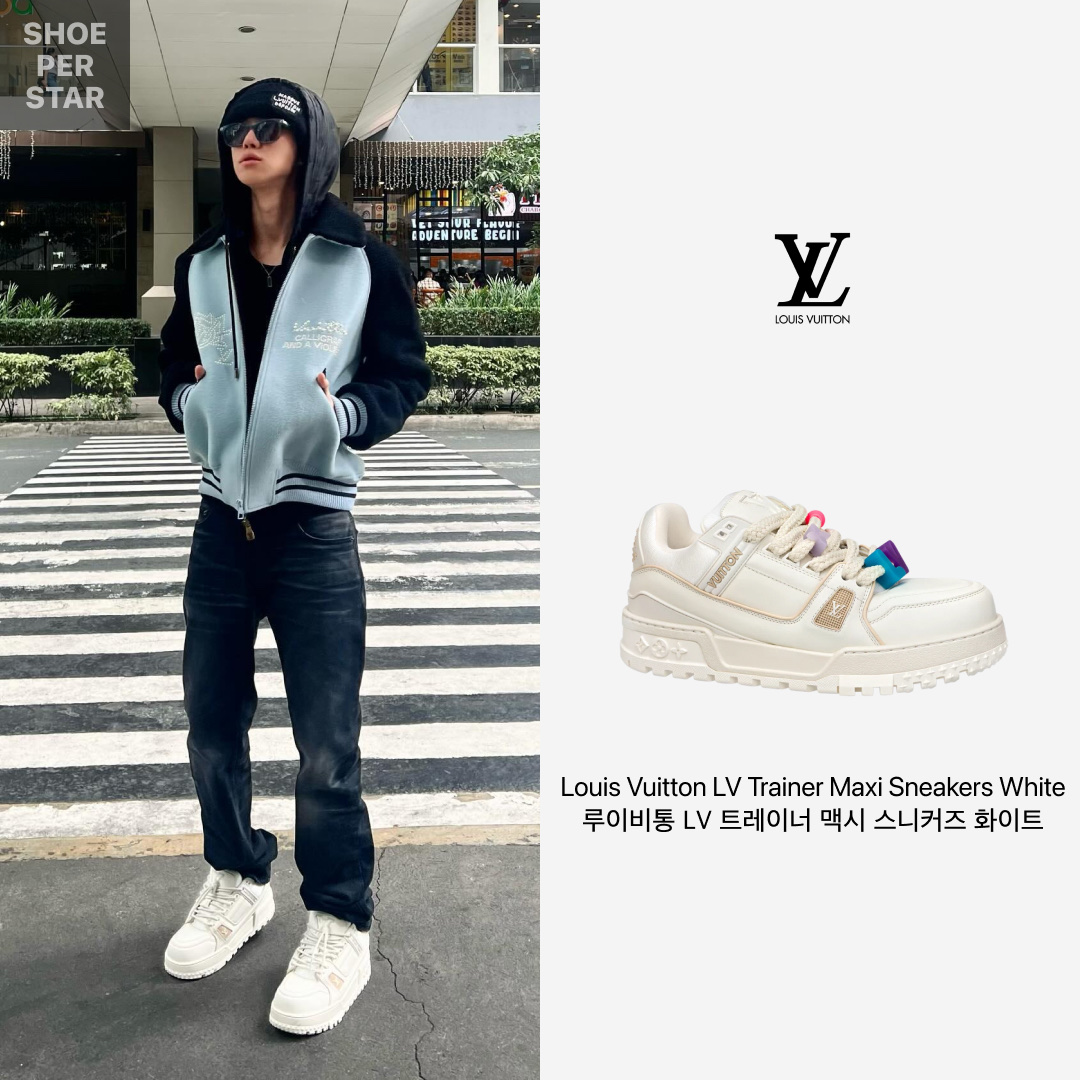 Louis Vuitton LV Trainer Maxi Sneakers White 착용 스타일 - 1