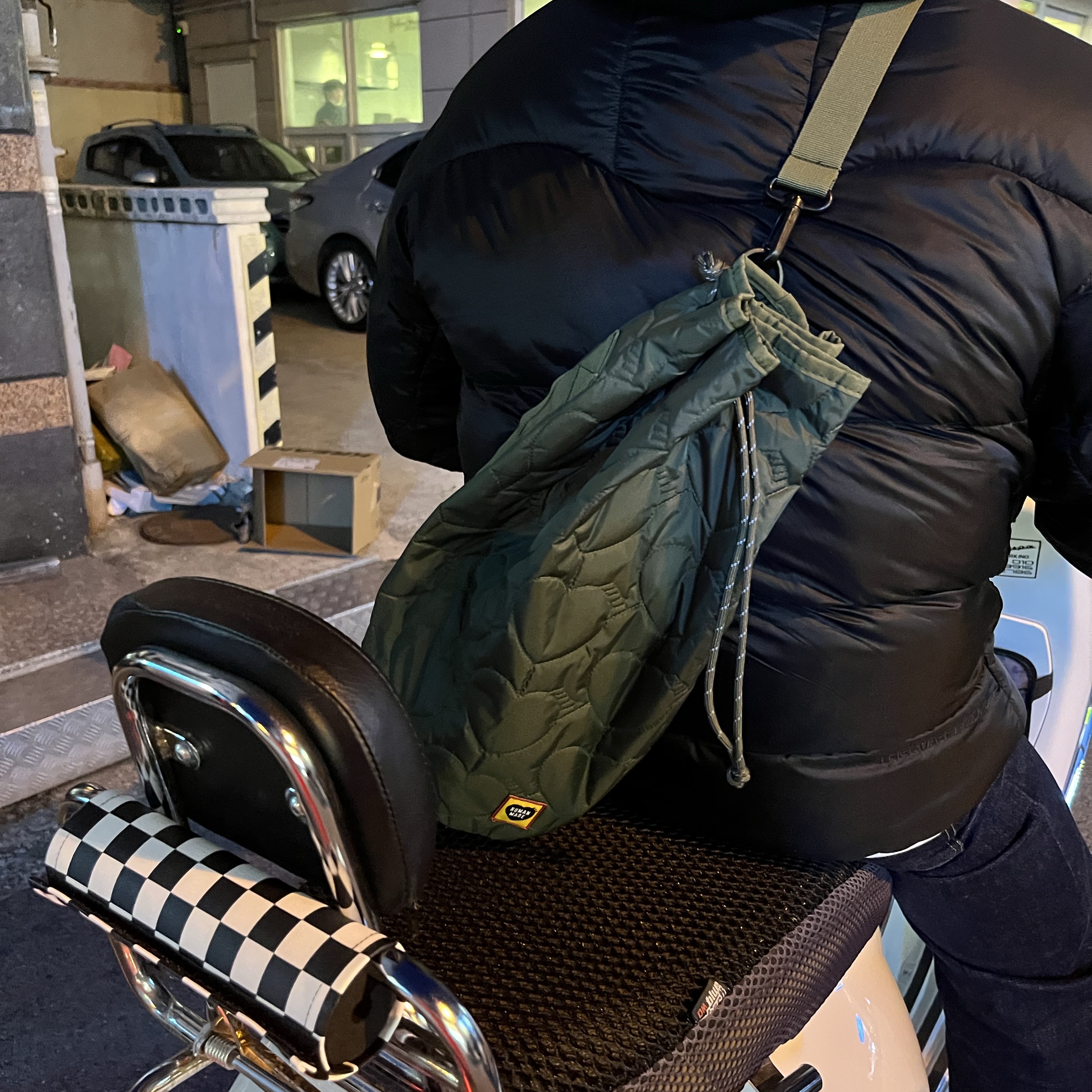 Human Made Heart Quilting Bonsack Olive Drab 착용 스타일