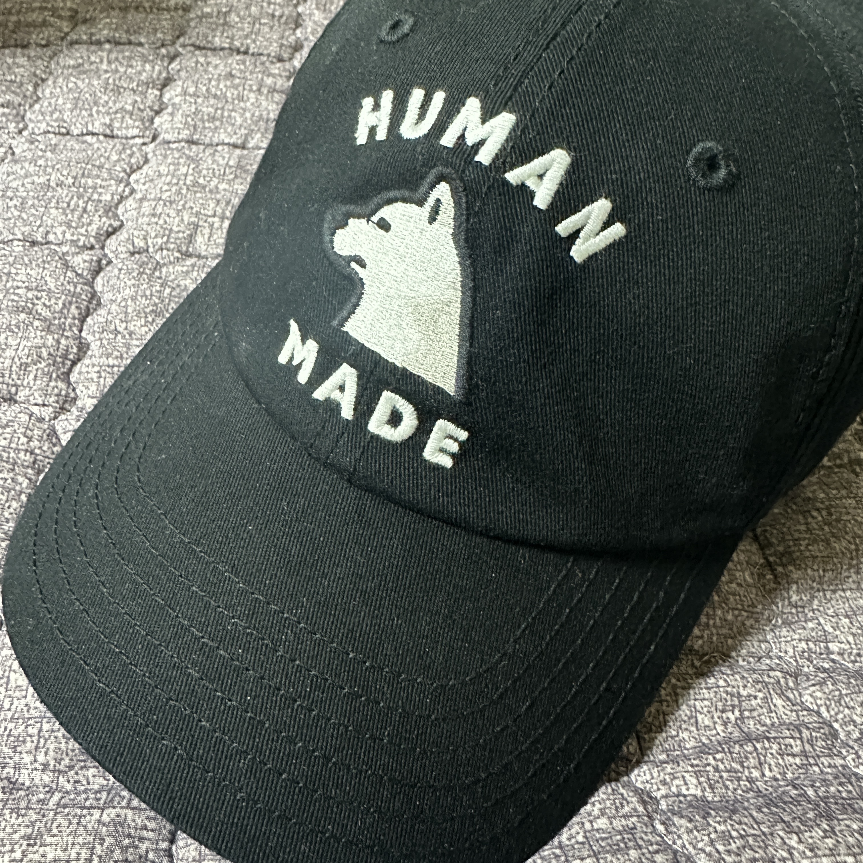 Human Made Worksout 20th Anniversary Jindo Dog 6 Panel Cap Black 착용 스타일