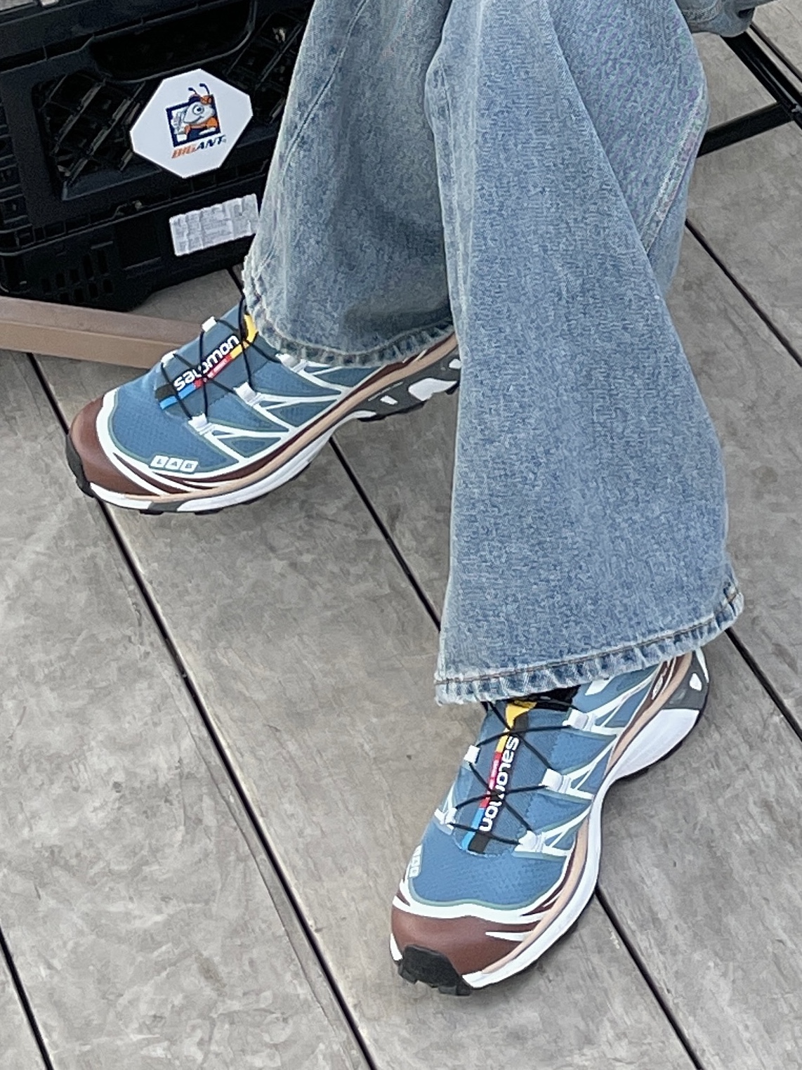 Salomon XT-6 Aegean Blue Tortoise Shell, Supreme Washed Chino Twill Camp Cap Olive - 20FW 착용 스타일 - 3