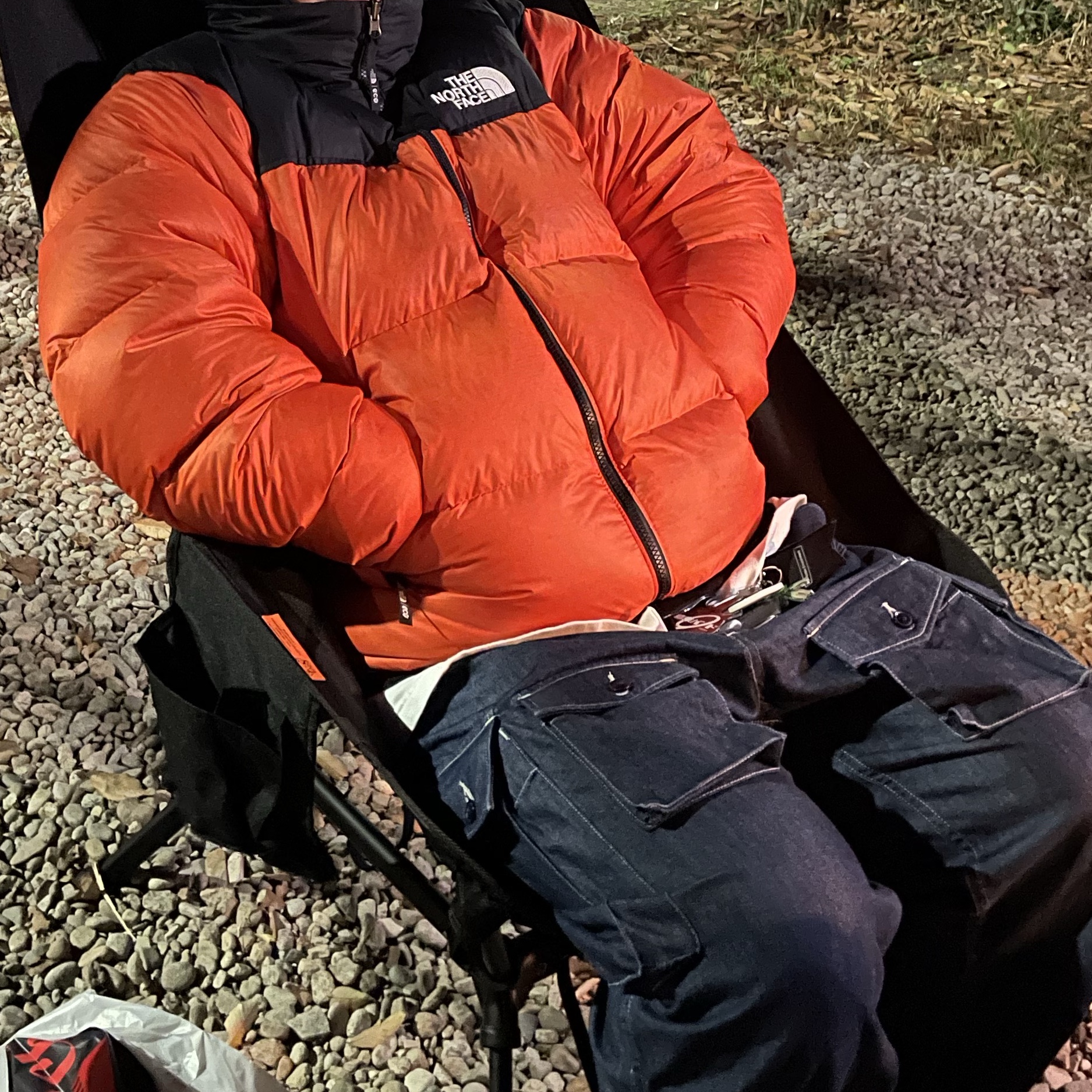The North Face 1996 Eco Nuptse Jacket Orange 착용 스타일