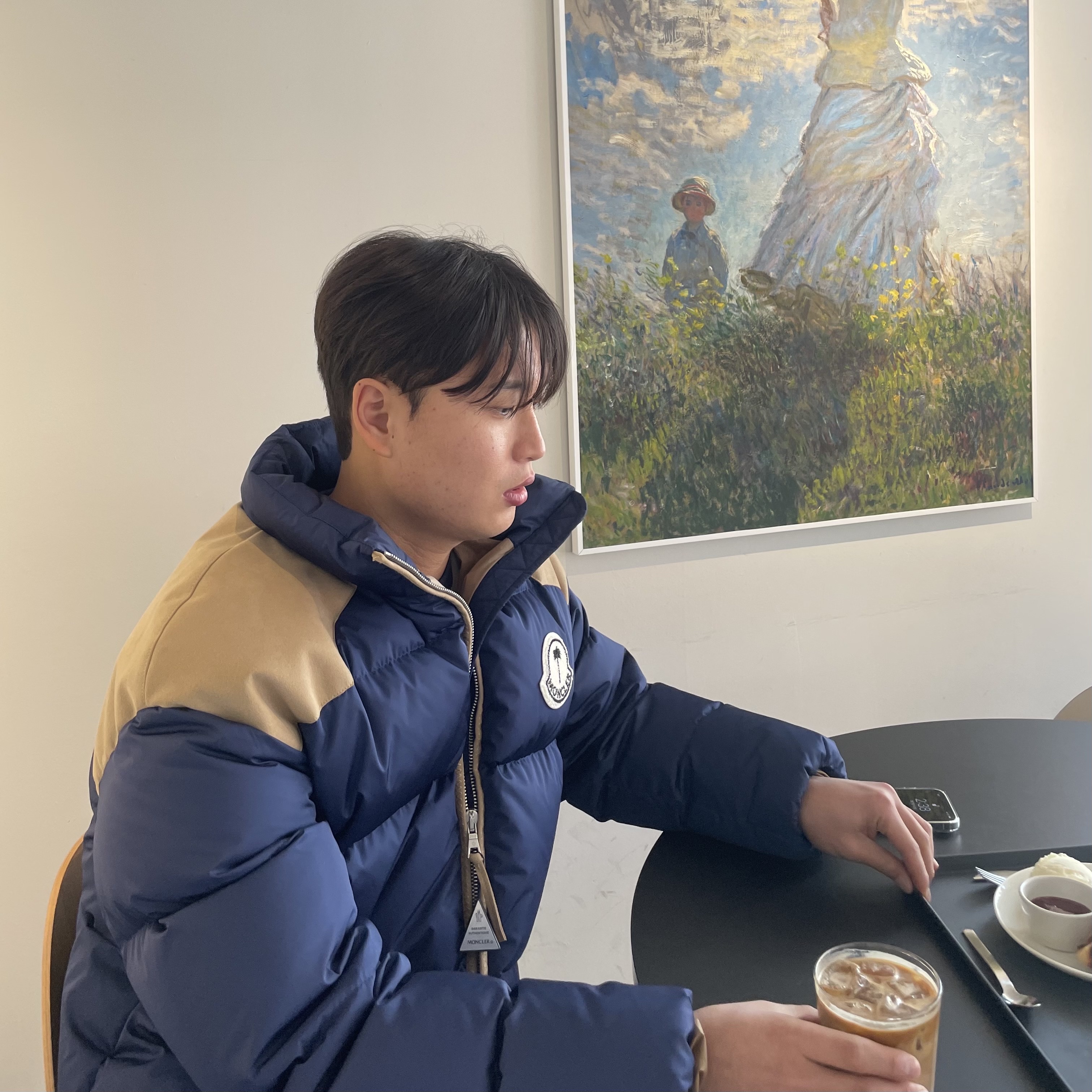 Moncler x Palm Angels Kelsey Short Down Jacket Night Blue - 21FW 착용 스타일