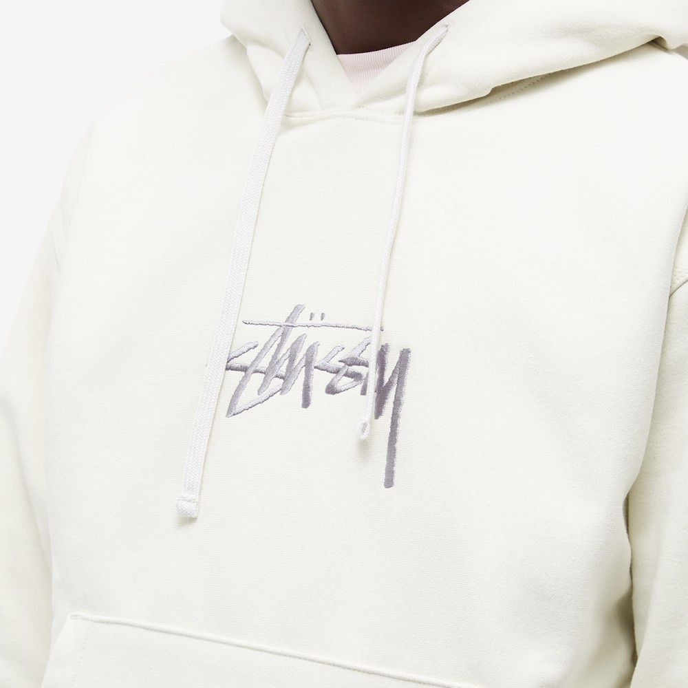 Stussy Stock Logo Applique Hoodie Ash Heather Silver 착용 스타일