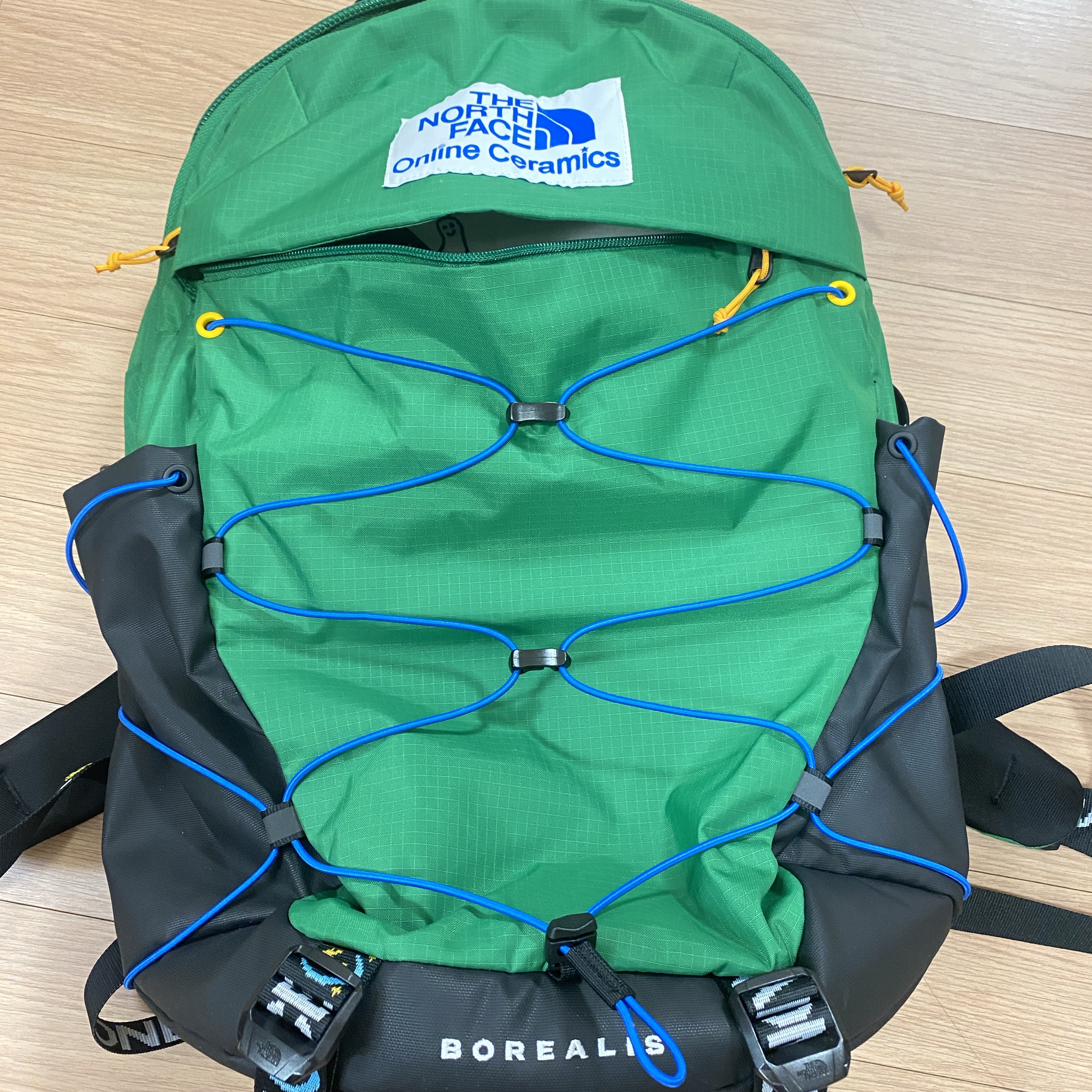 The North Face x Online Ceramics Borealis Backpack Arden Green 착용 스타일