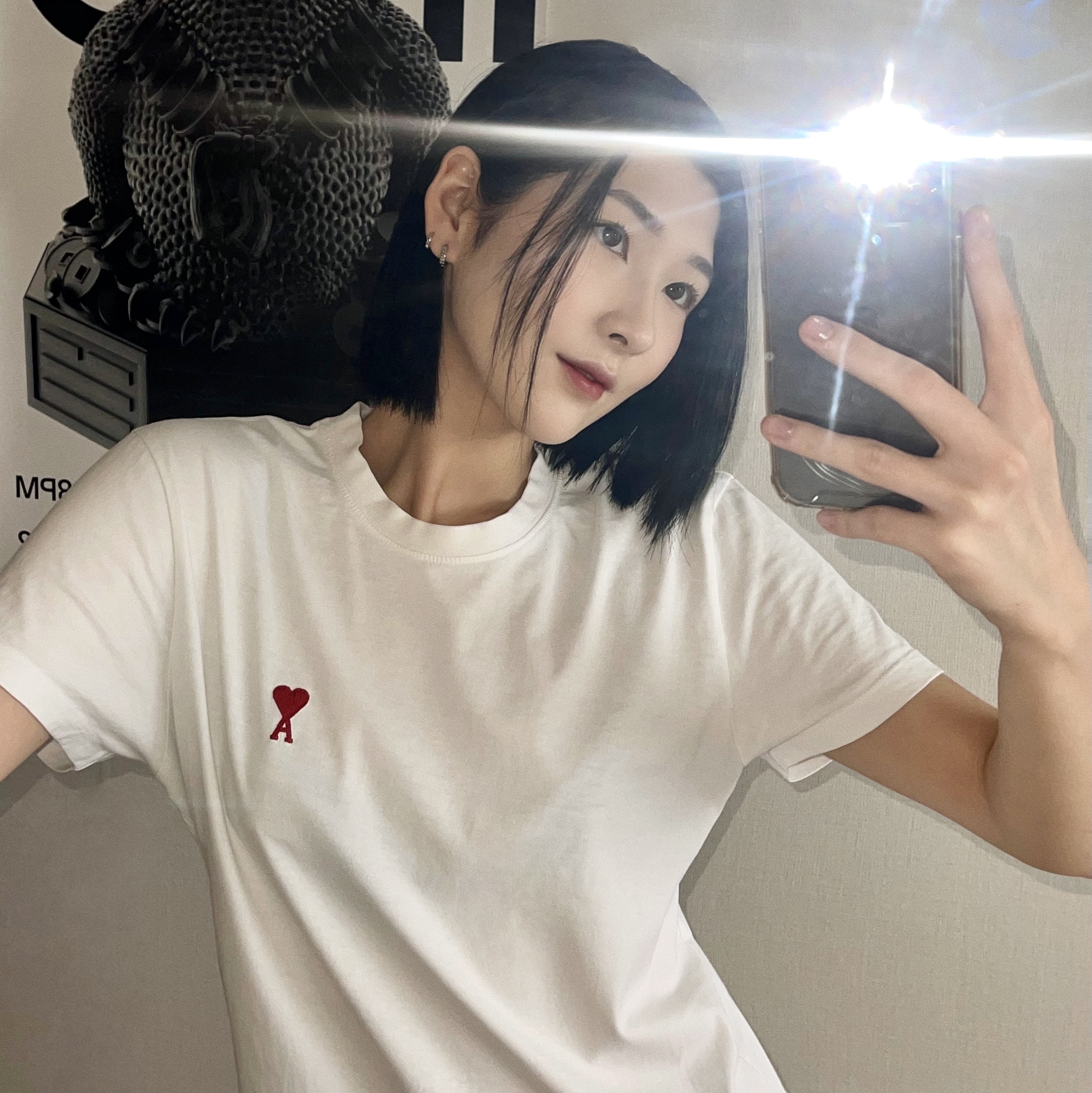 AMI de Coeur T-Shirt White 착용 스타일 - 1