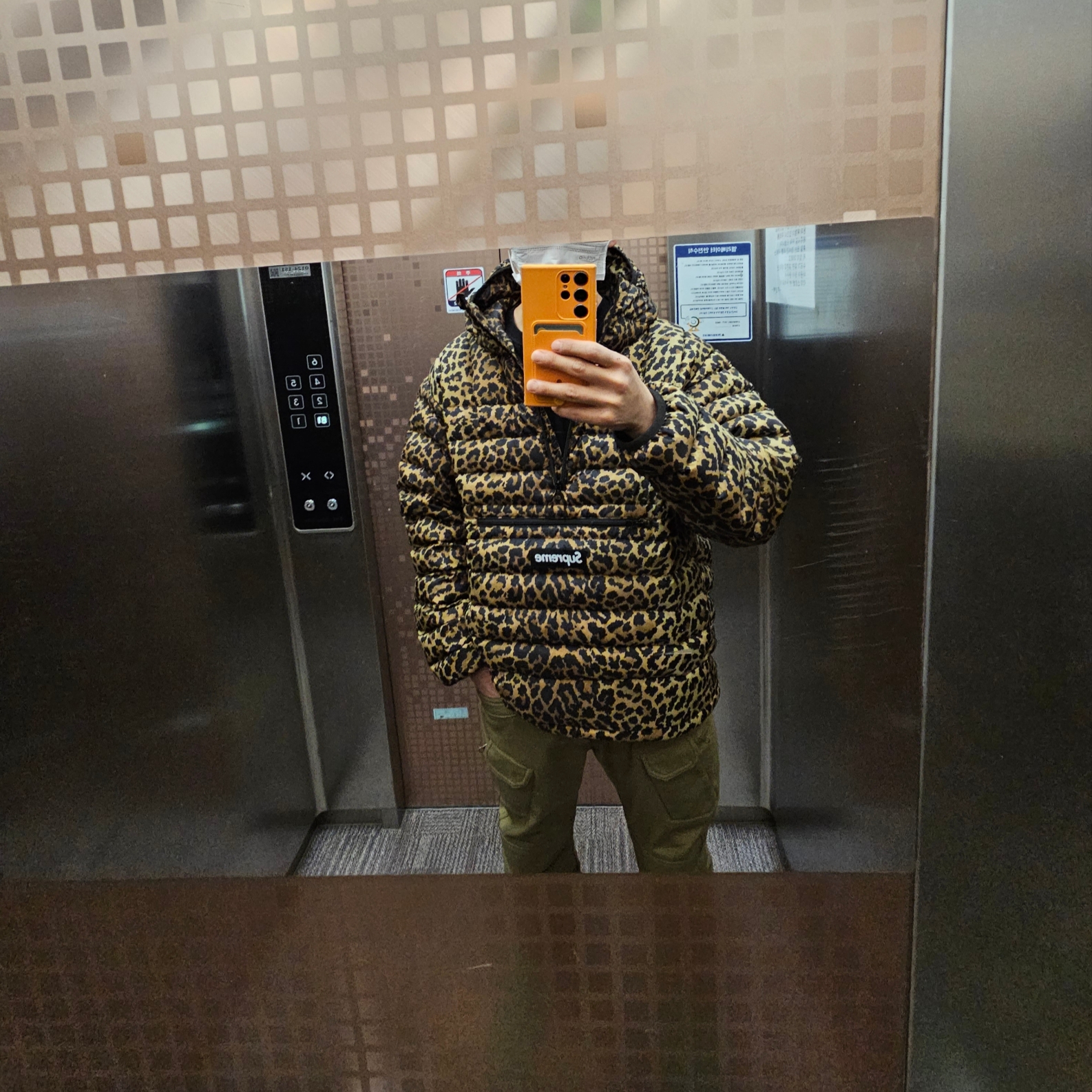 Supreme Micro Down Half Zip Hooded Pullover Leopard - 21FW 착용 스타일