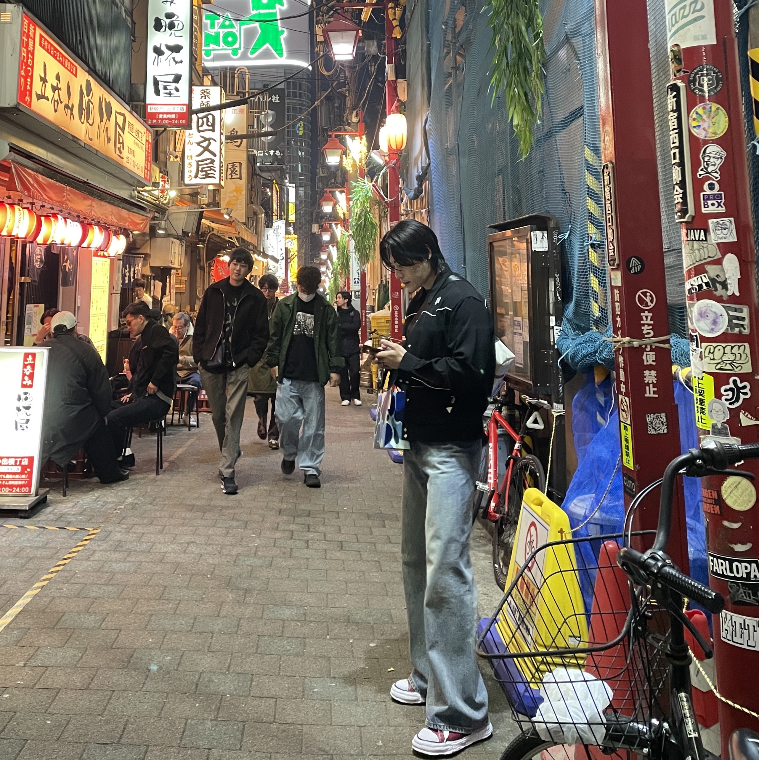 Needles PE/PU Double Cloth Piping Cowboy Jacket Black, Y-3 Logo Cap Black 착용 스타일 - 2