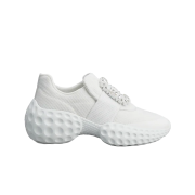 (W) Roger Vivier Viv Run Light Strass Buckle Sneakers in Technical Fabric White