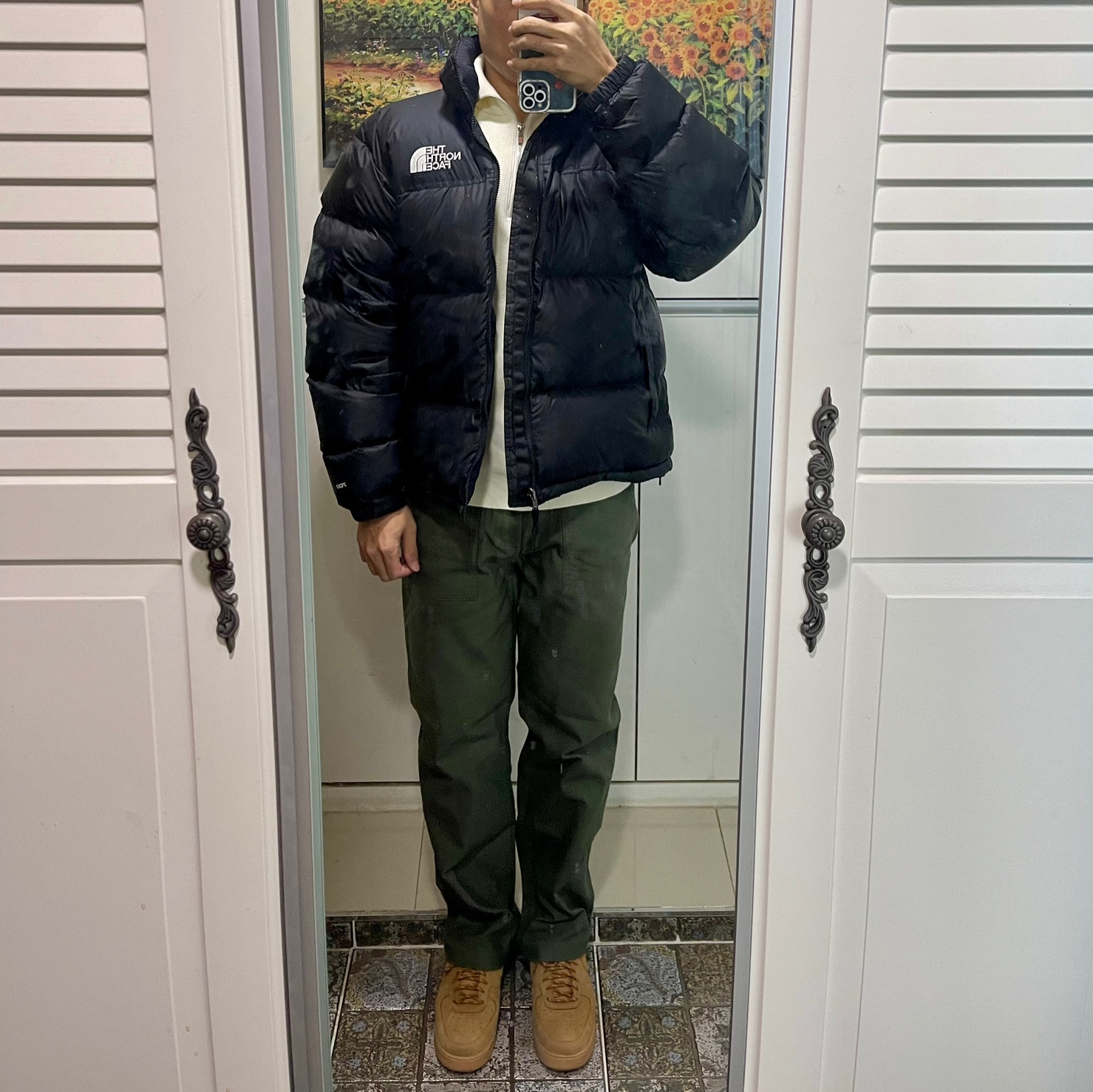 The North Face 1996 Retro Nuptse Down Jacket TNF Black 착용 스타일