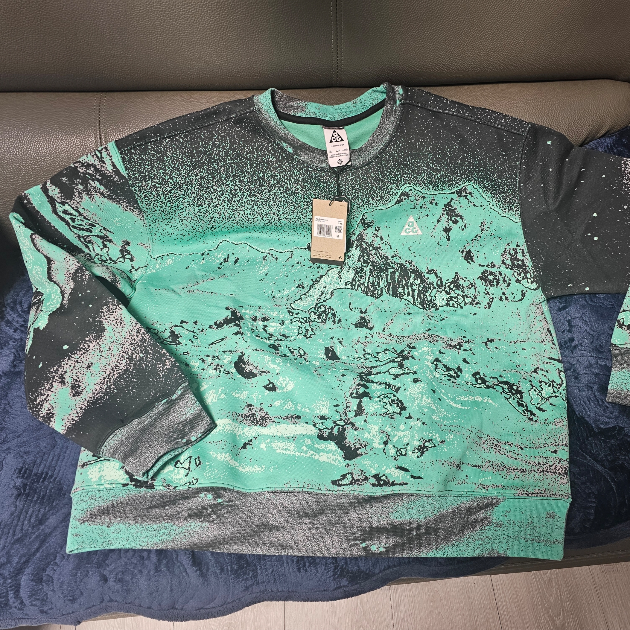 Nike ACG Therma Fit Crew Fleece AOP Sweatshirt Light Menta - Asia 착용 스타일 - 2