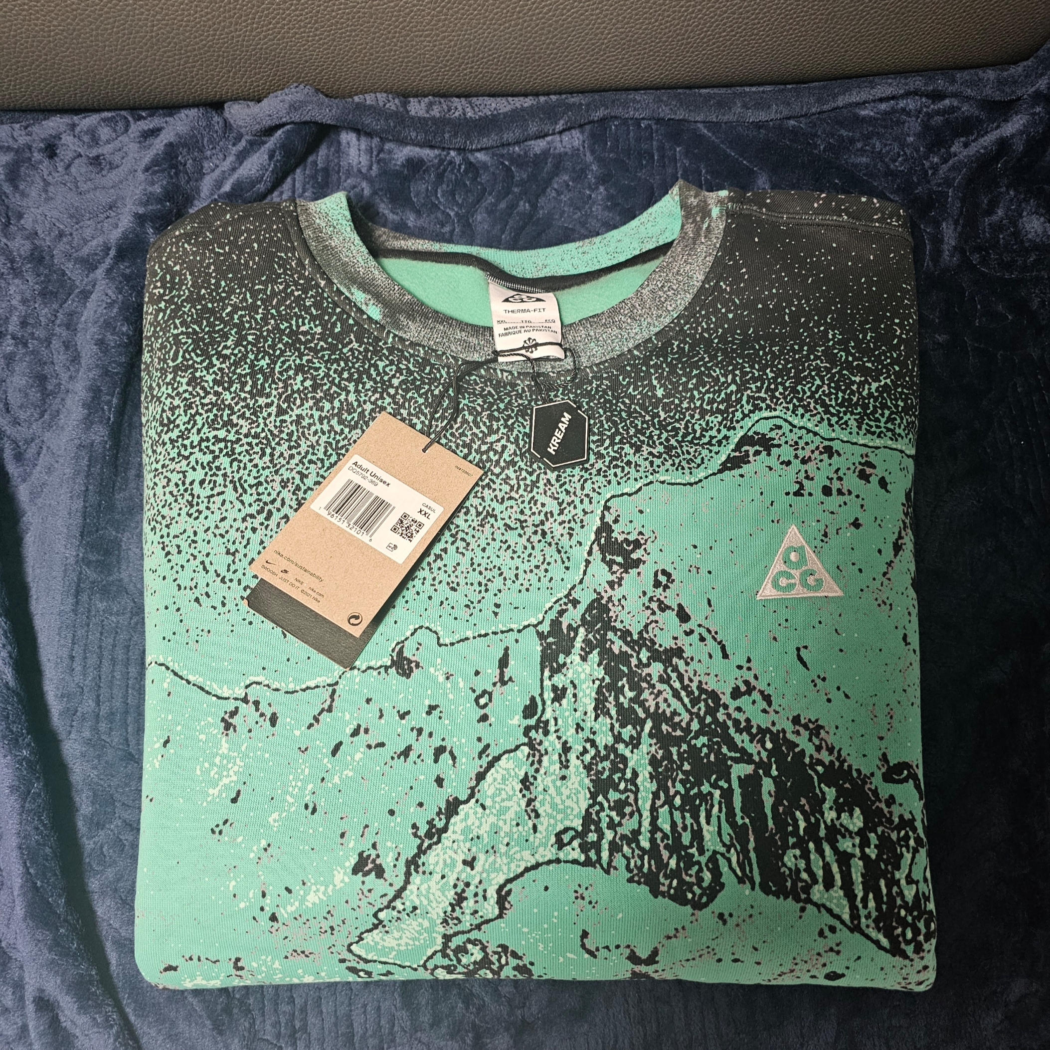 Nike ACG Therma Fit Crew Fleece AOP Sweatshirt Light Menta - Asia 착용 스타일 - 1