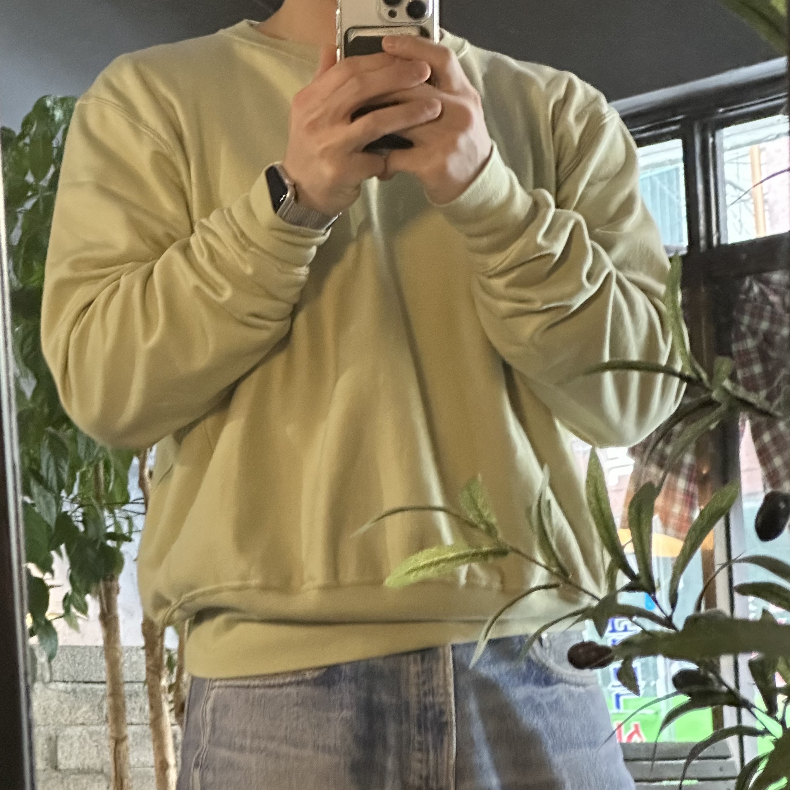 Auralee Elastic High Gauge Sweat P/O Light Khaki, Our Legacy Third Cut Digital Dual Denim 착용 스타일