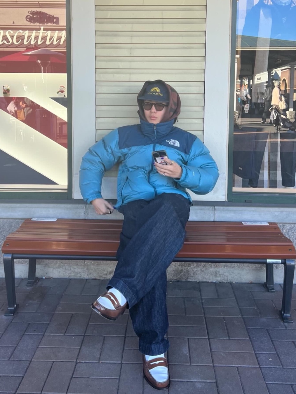 Palace x C.P. Company DD Shell Ripstop Explorer Jacket Mazarine Blue - 23FW, The North Face 1996 Retro Nuptse Jacket Norse Blue 착용 스타일 - 3