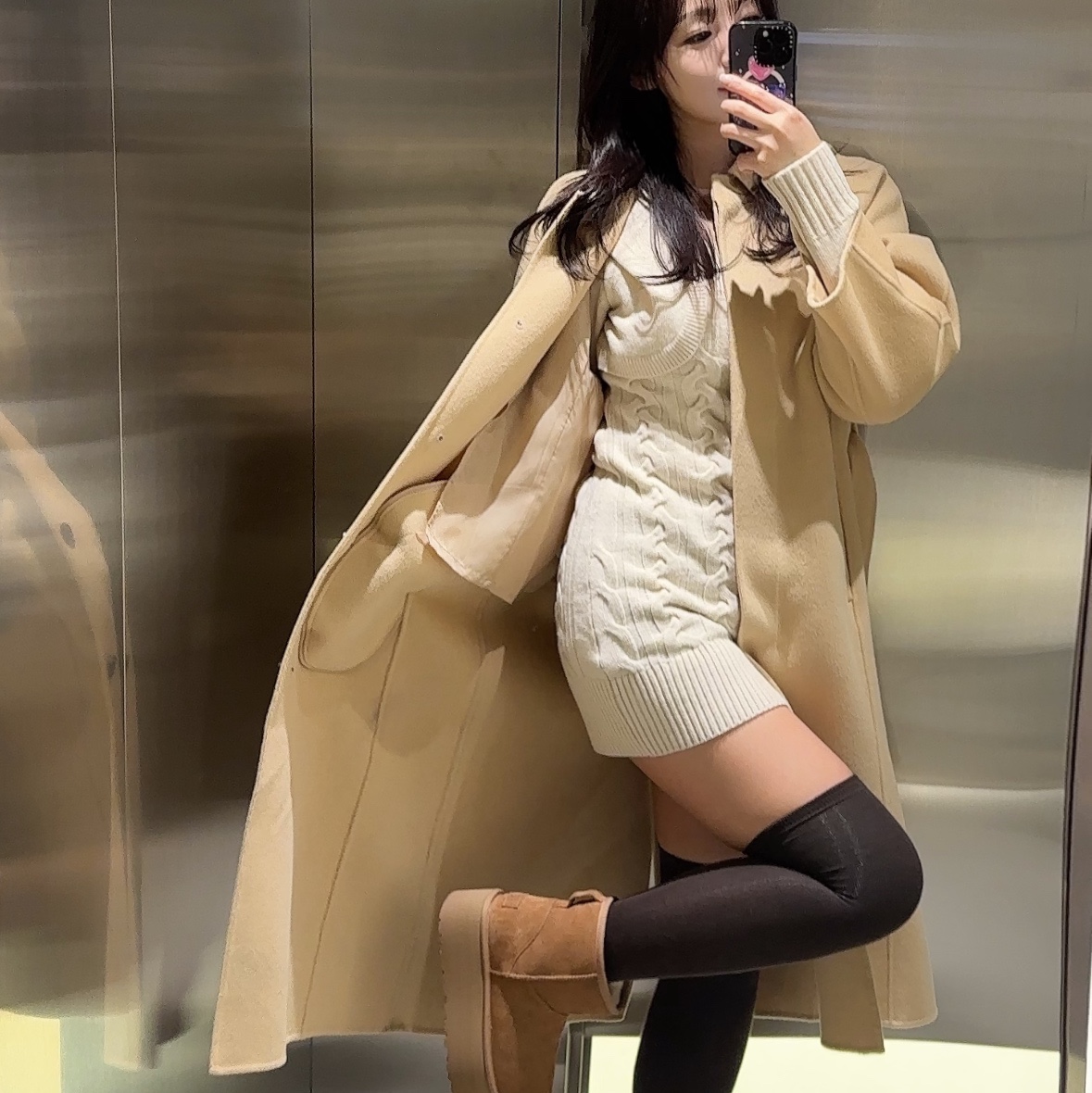 (W) UGG Classic Mini Platform Boots Chestnut 착용 스타일