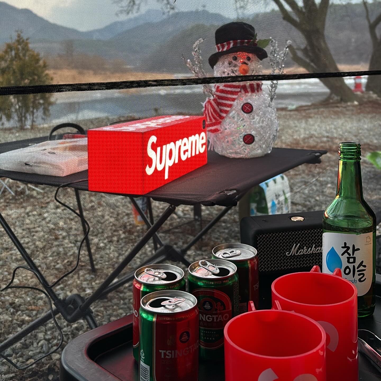 Helinox V-Tarp 4.0 Black, Supreme Box Logo Lamp Red (Korean Ver.) - 23FW 착용 스타일 - 2