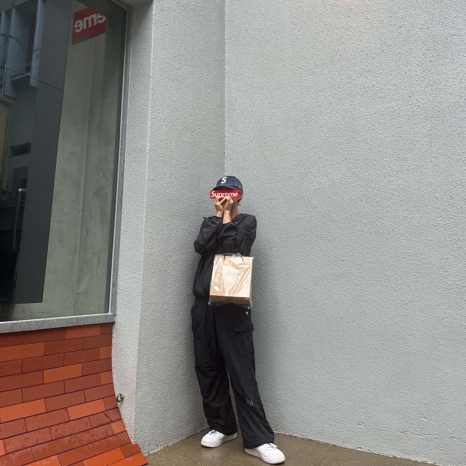 Supreme Pigment Print S Logo 6-Panel Navy - 23FW 착용 스타일