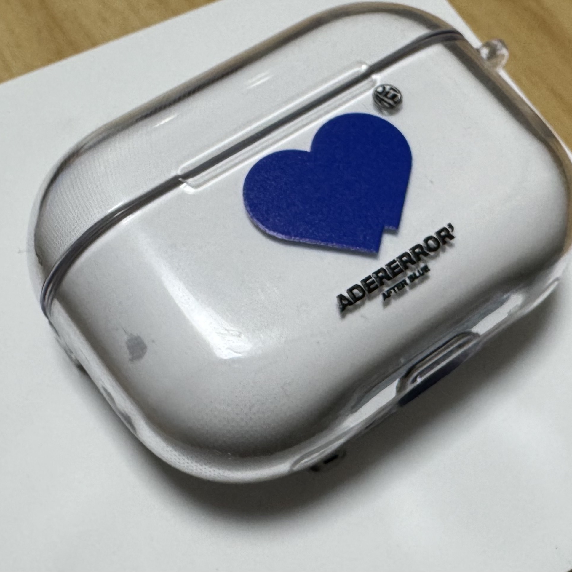 Ader Error Twin Heart AirPods Pro Hard Case Clear, Apple Airpods Pro 2nd Gen with MagSafe Charging Case USB C (Korean Ver.) 착용 스타일