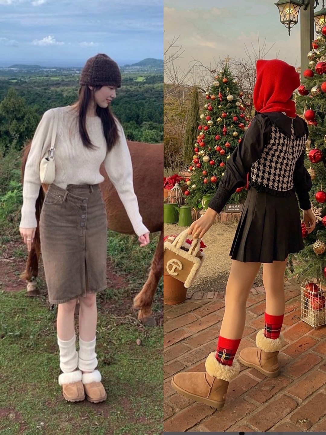 (W) UGG Coquette Slipper Chestnut, (W) UGG Classic Short II Boots Chestnut 착용 스타일 - 2