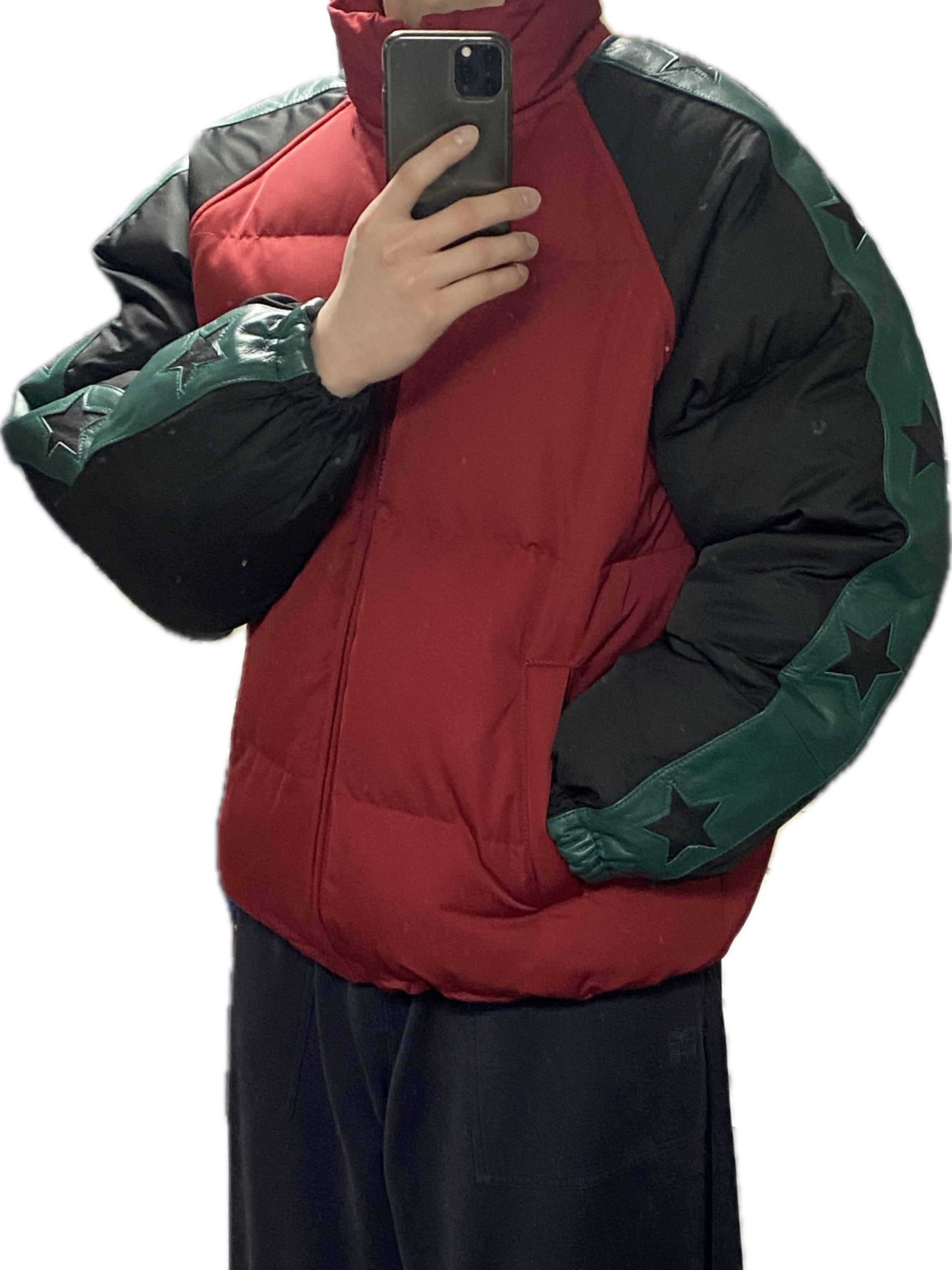 Supreme Star Sleeve Down Puffer Jacket Red - 23FW, Supreme Star Sleeve Down Puffer Jacket Black - 23FW 착용 스타일