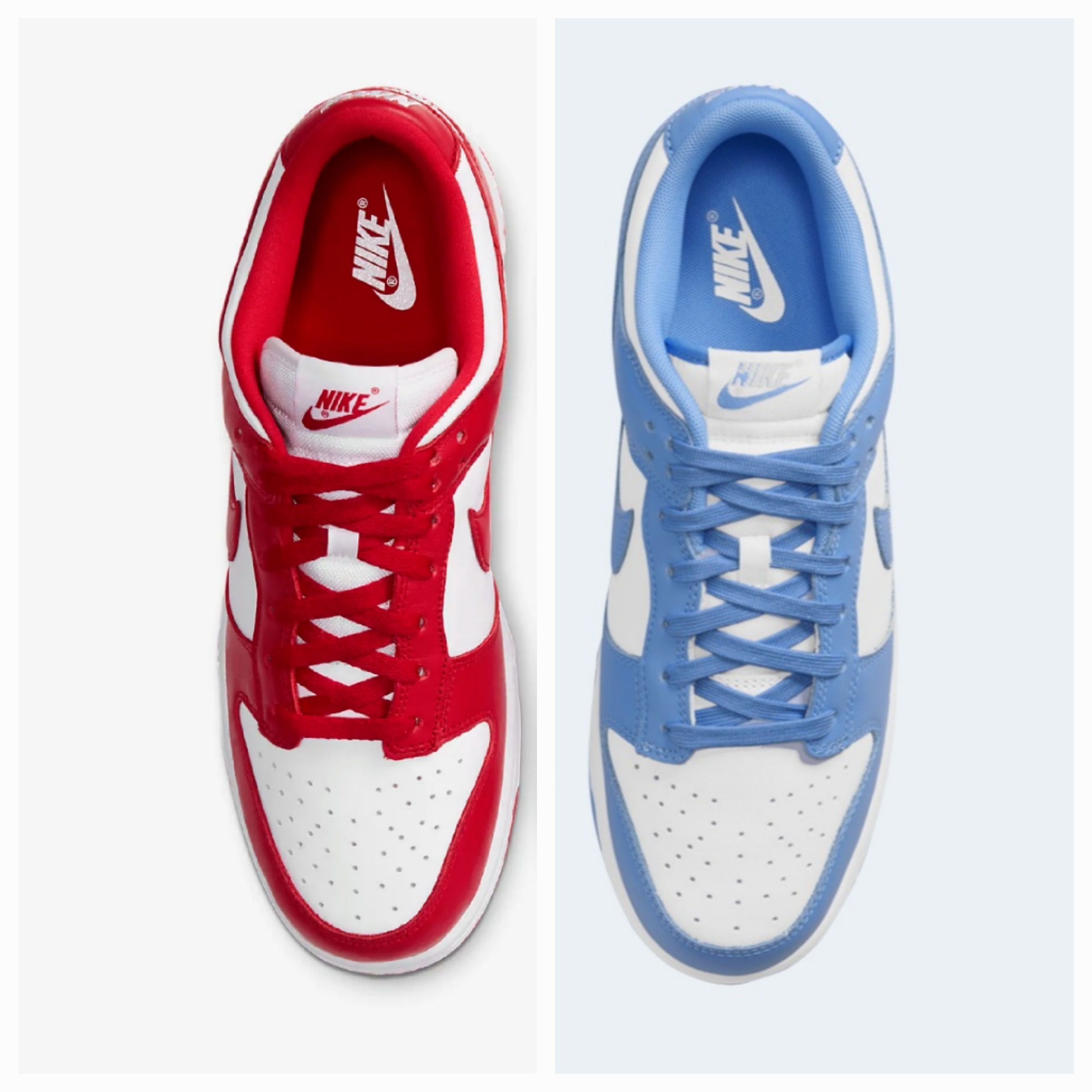 Nike Dunk Low SP White and University Red 2023, Nike Dunk Low Retro University Blue 착용 스타일