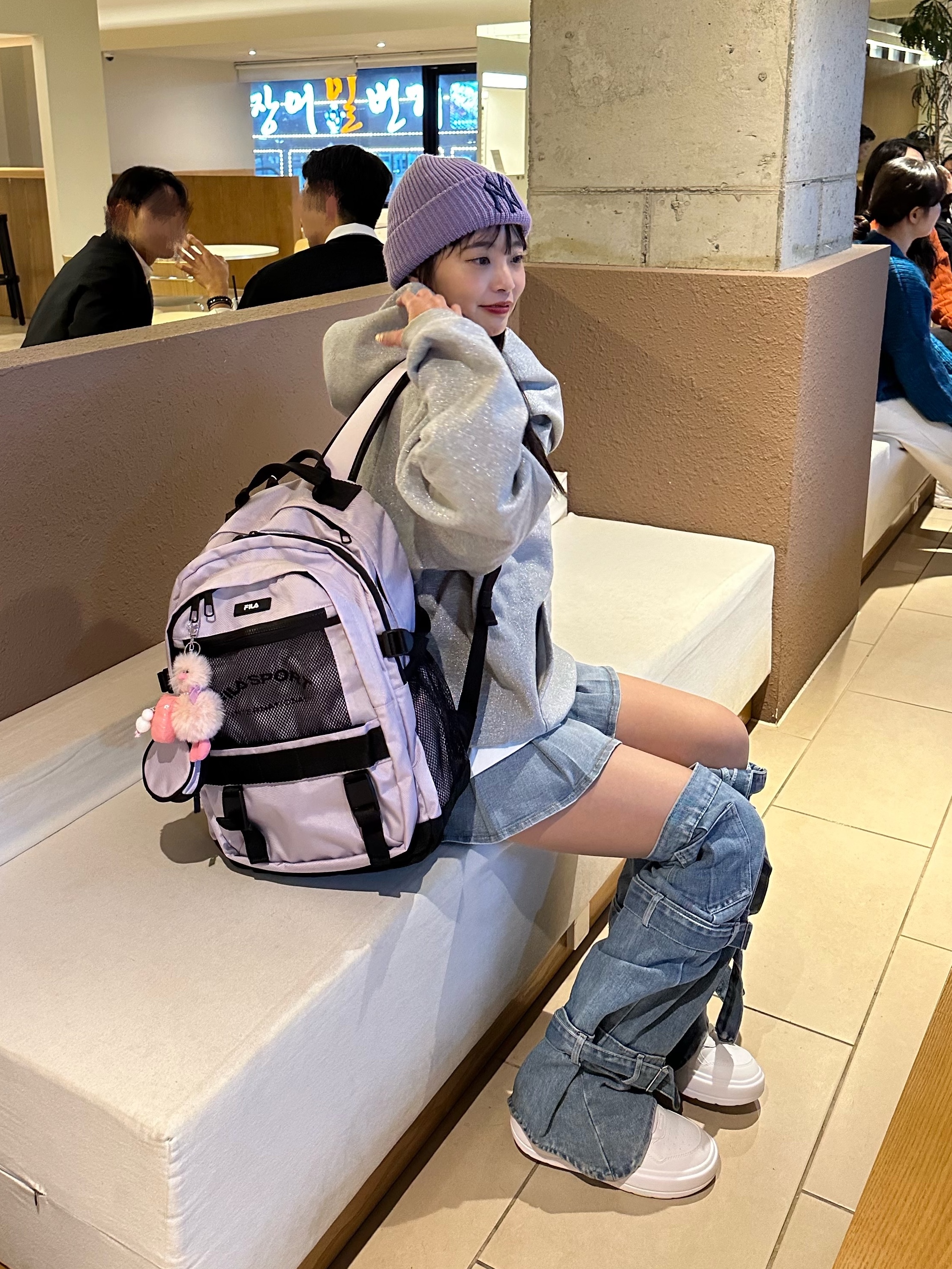 Supreme Glitter Arc Hooded Sweatshirt Heather Grey - 23SS 착용 스타일 - 3