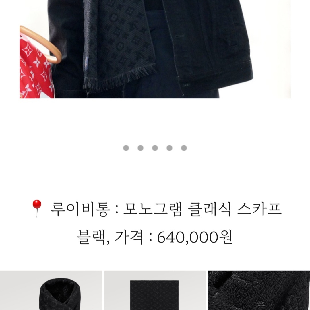 Louis Vuitton Monogram Classic Muffler Black 착용 스타일 - 2