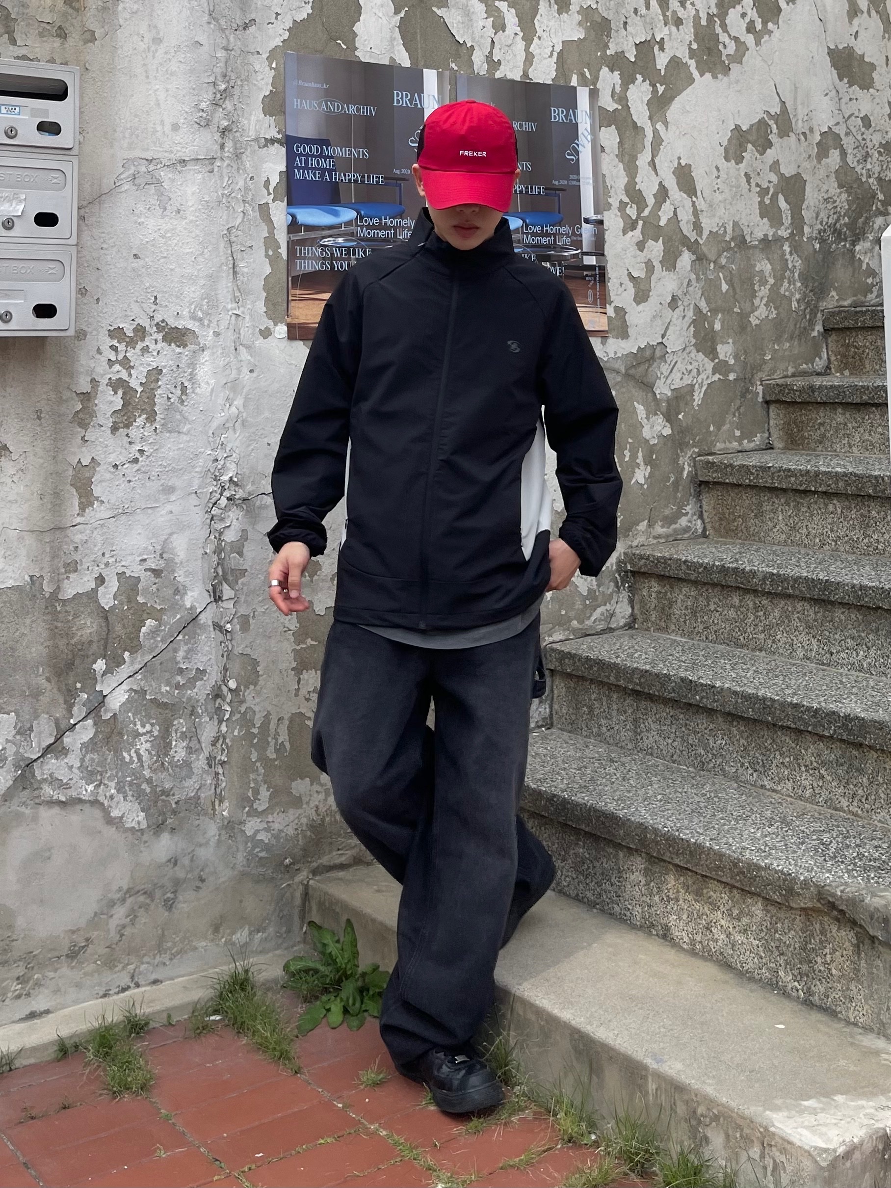 Sansan Gear Seam Wave Jacket Black - 23FW, Nike Air Force 1 '07 Low Triple Black 착용 스타일 - 2