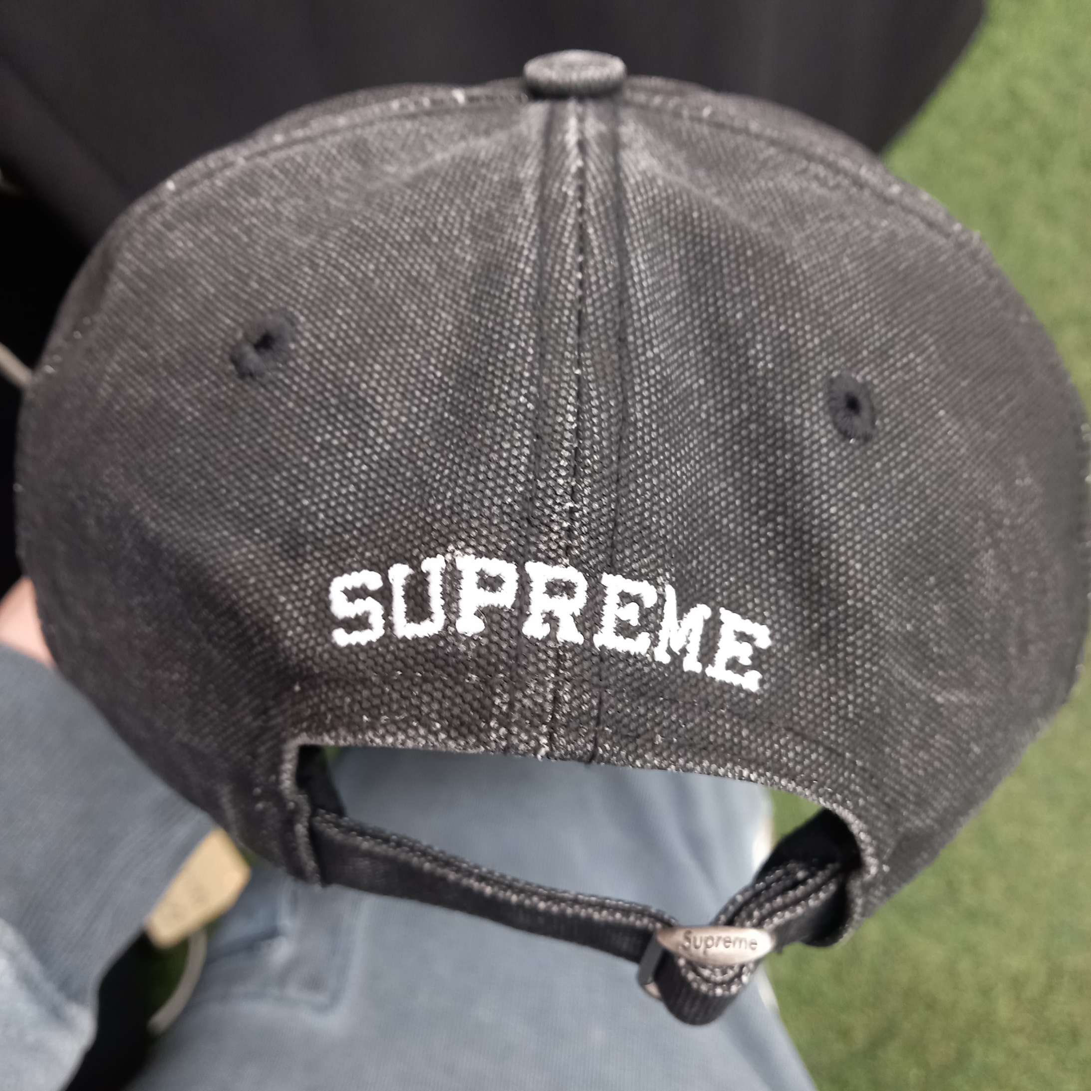 Supreme Pigment Canvas S Logo 6-Panel Black - 23SS 착용 스타일 - 2